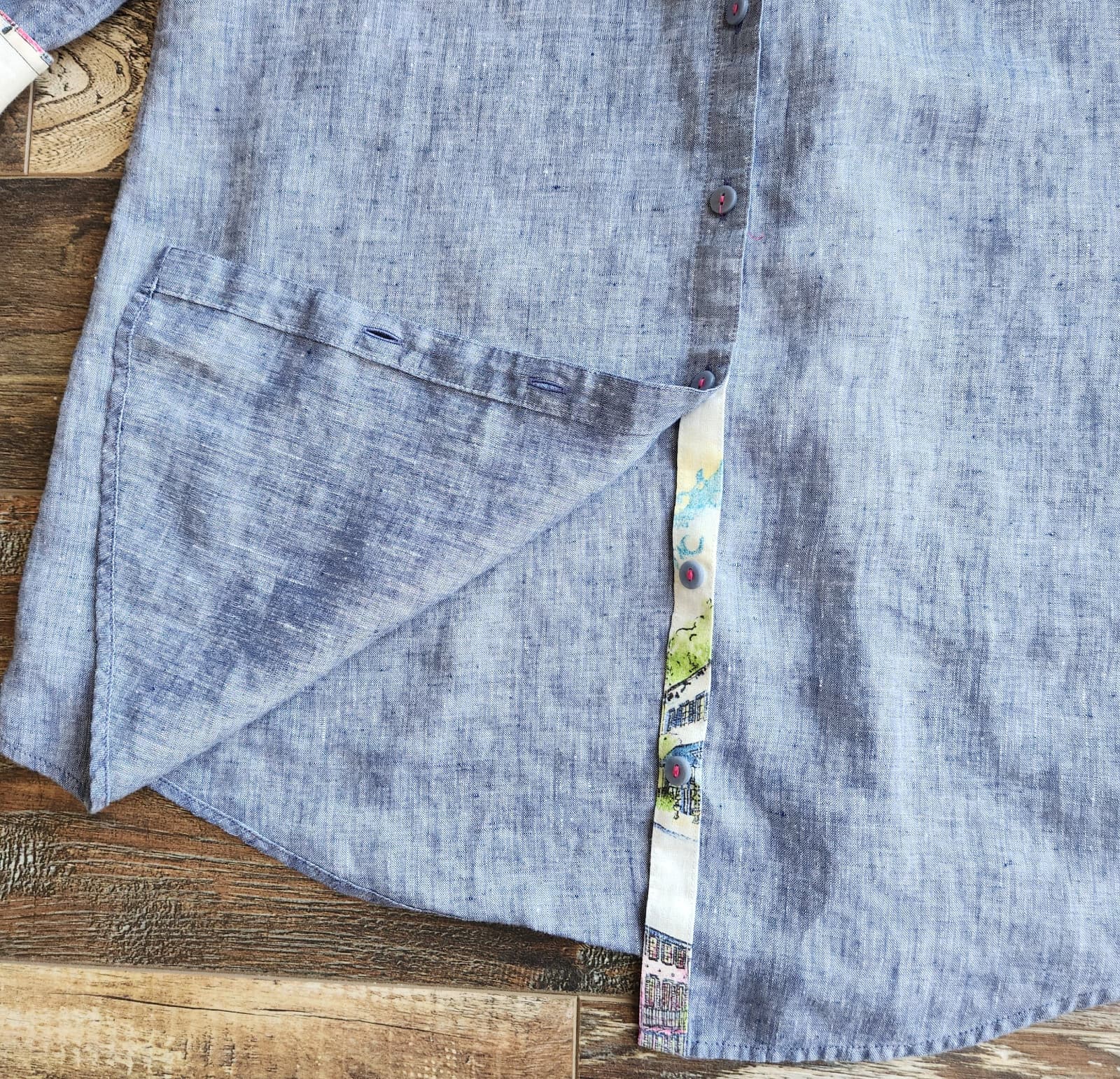 Chico's No Iron 100% Linen Button-Up Tunic Shirt 3/4 Sleeve Blue Size 1 (8/10) - Thumbnail 10