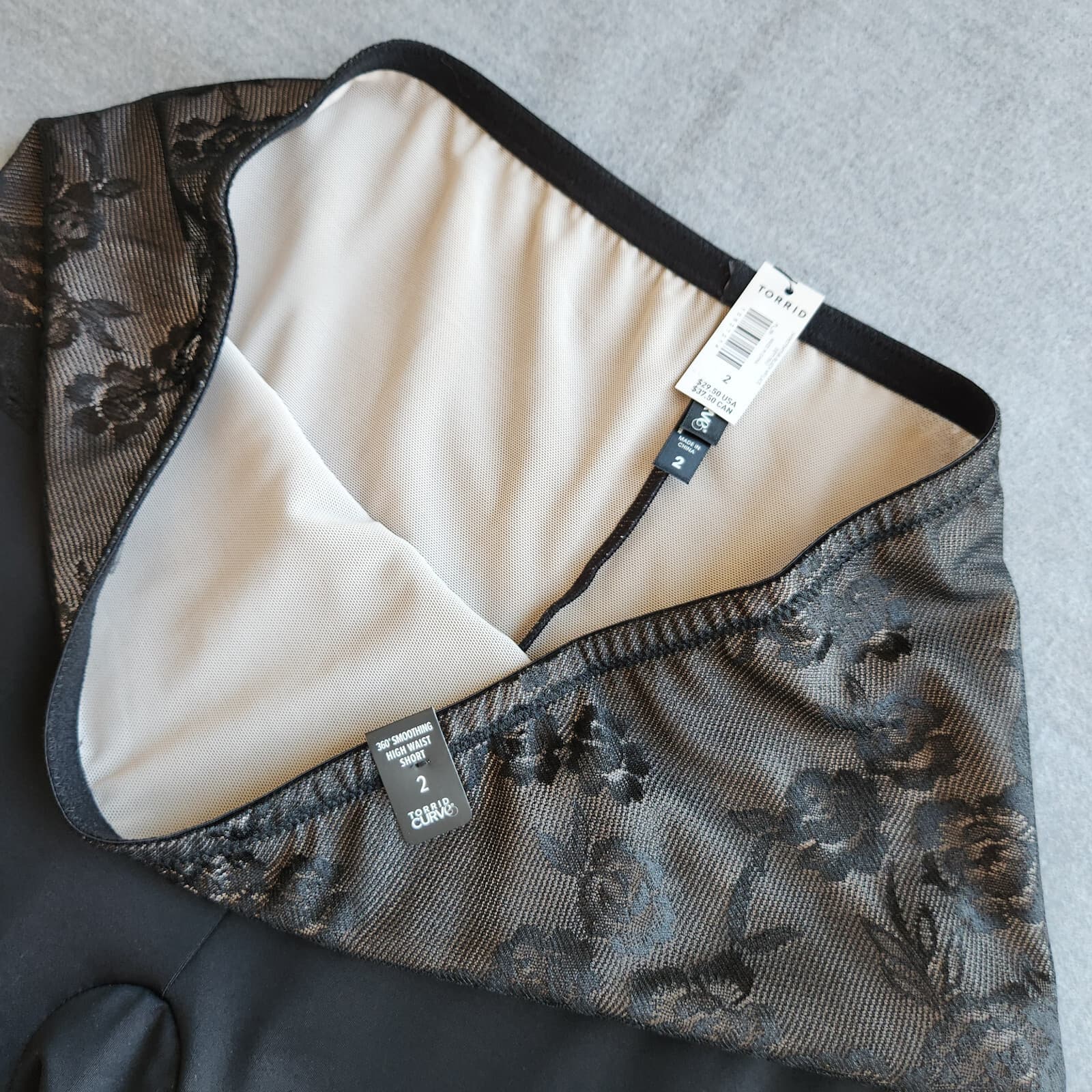 NWT Torrid Curve Microfiber Lace High-Rise Short 360° Smoothing Panty Black Sz.2 - Thumbnail 8