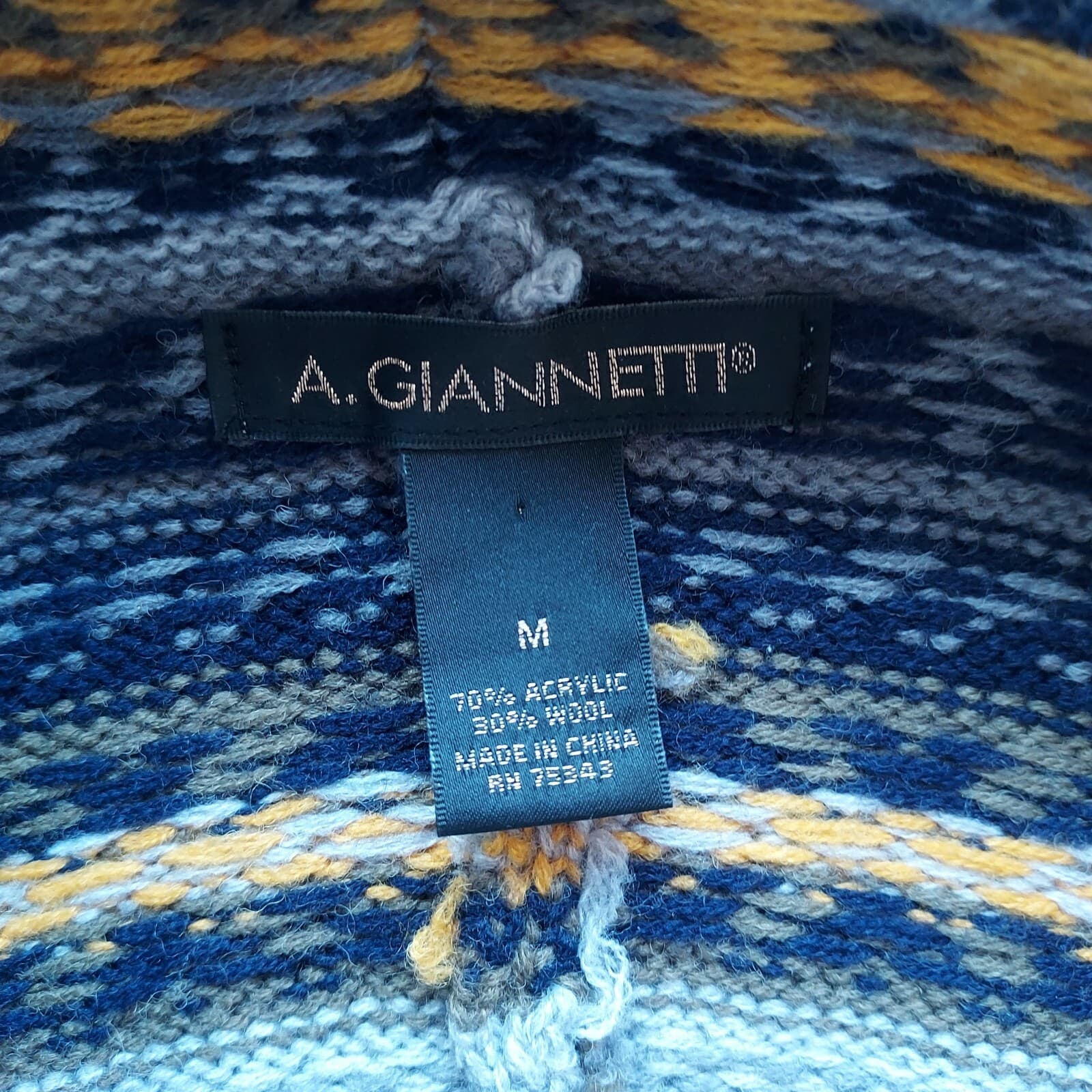 A.GIANNETTI Wool Blend Circle Open Front Cardigan Sweater Multicolor Women Sz.M - Thumbnail 6