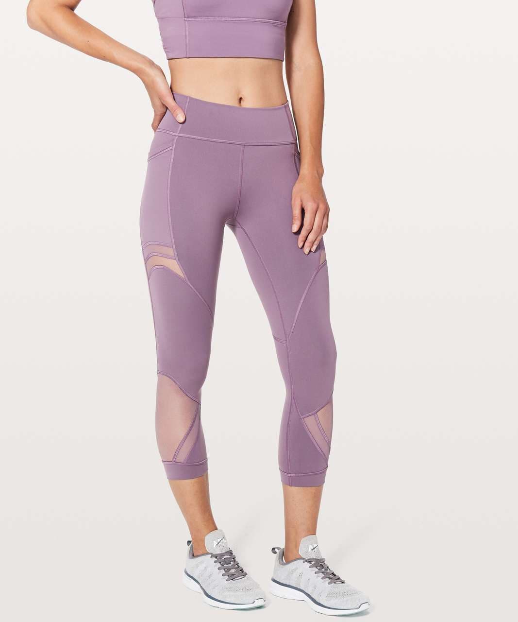 Lululemon Forget The Sweat Crop 21" Workout Mix-Mesh Fabric Smoked Mulberry Sz.6 - Thumbnail 2