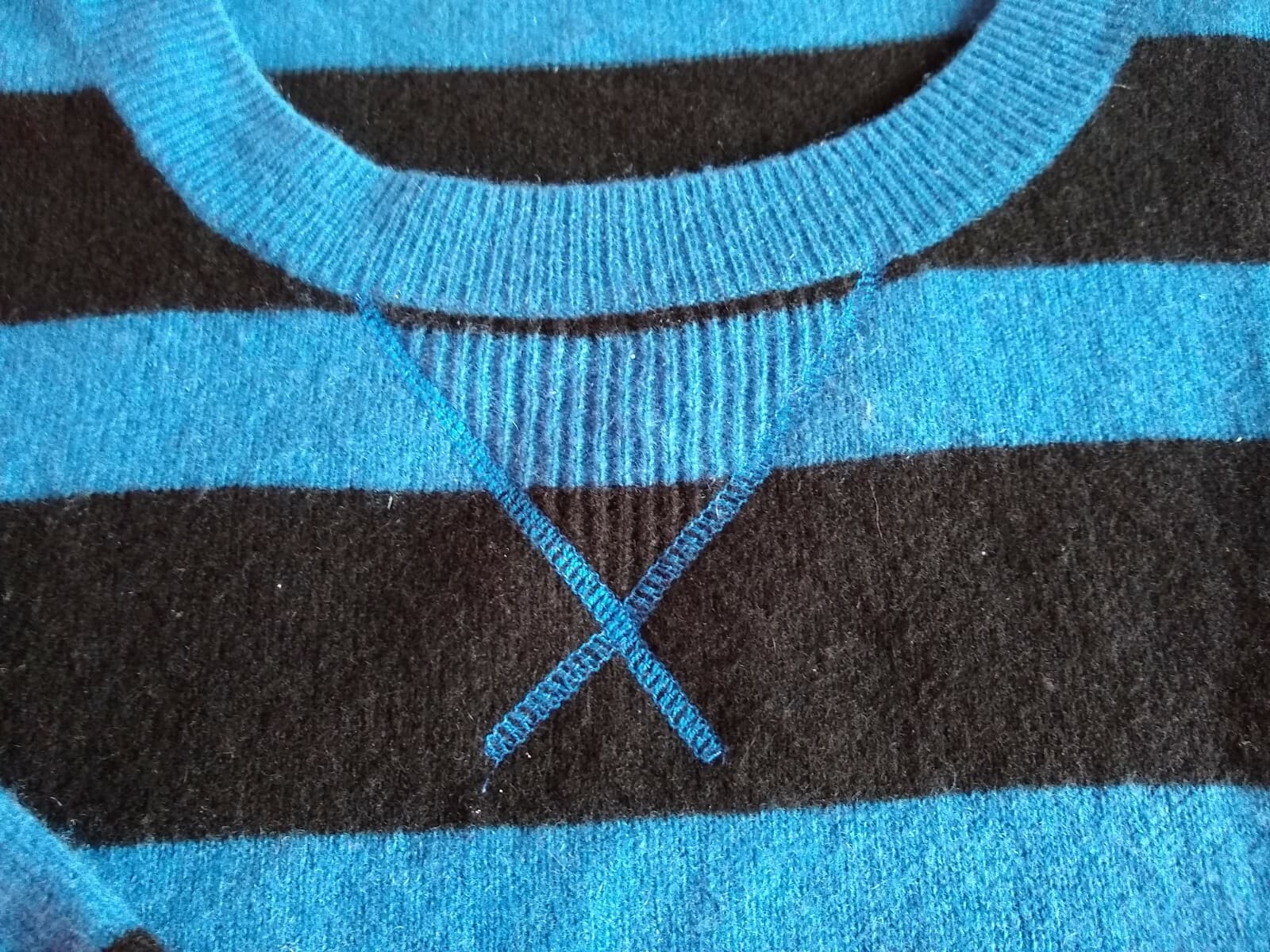 WYATT Women 100% Cashmere Sweater Pullover Crew Neck Blue Striped Sz.S - Thumbnail 6