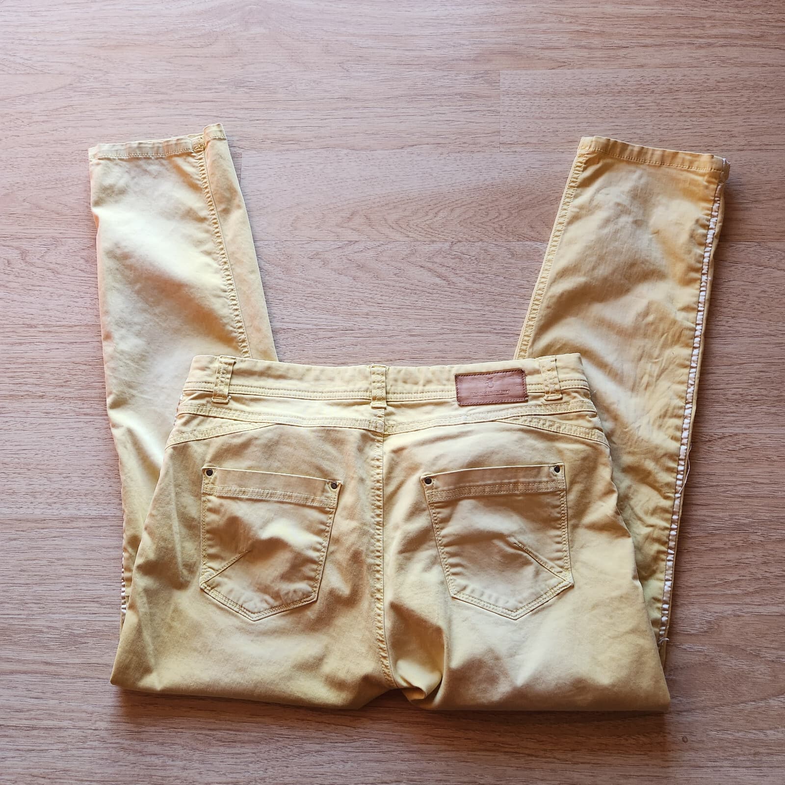 Summum Woman Ankle Slim Casual Pants Side-Stripe Zip Pocket Light Yellow Sz.40 - Thumbnail 6
