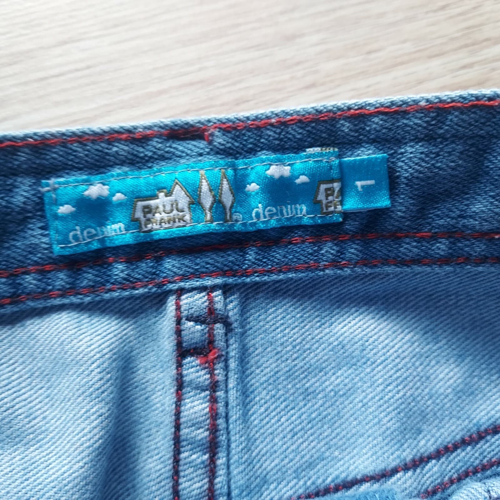 Vintage'90s Paul Frank Mini Pencil Straight Jean Skirt Zip Blue Denim Sz.1 (30") - Thumbnail 3