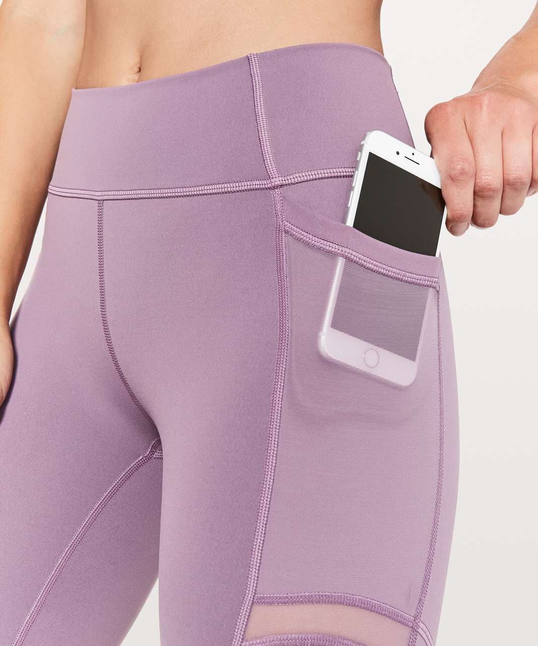 Lululemon Forget The Sweat Crop 21" Workout Mix-Mesh Fabric Smoked Mulberry Sz.6 - Thumbnail 4