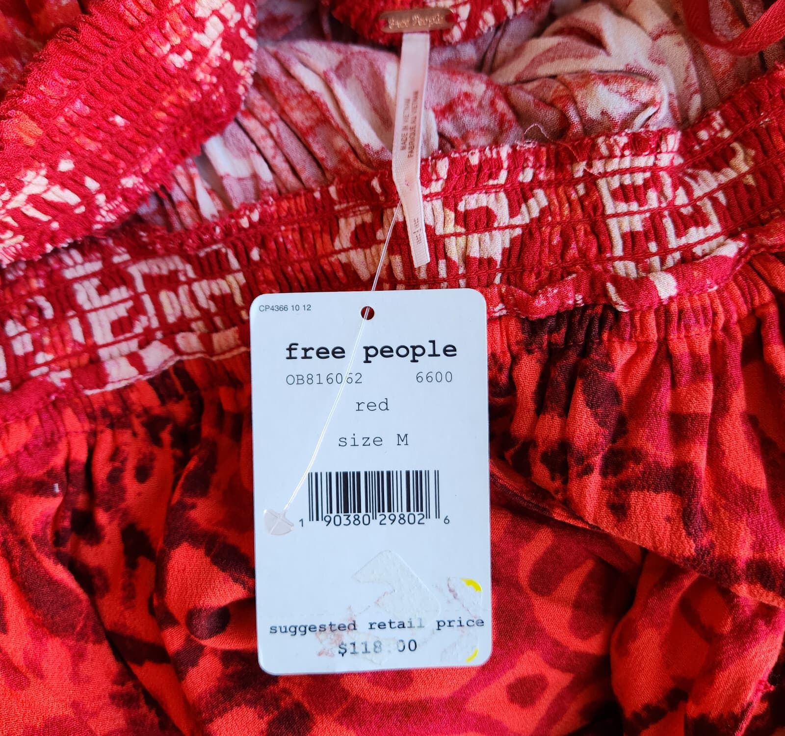 NWT Free People Beach Day Mini Dress Tie-Halter Pocket Elastic-Waist Red Sz.M - Thumbnail 15