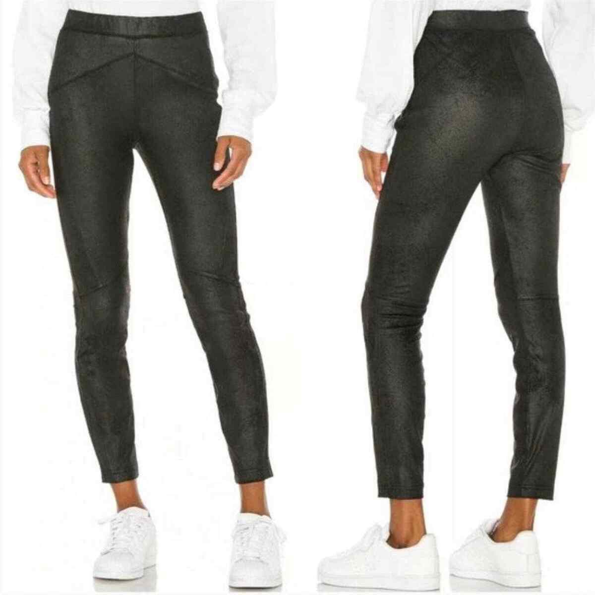 NWT Free People $78 Midnight Vegan Faux Suede Skinny Pants Pull-On Black Sz.S - Thumbnail 2