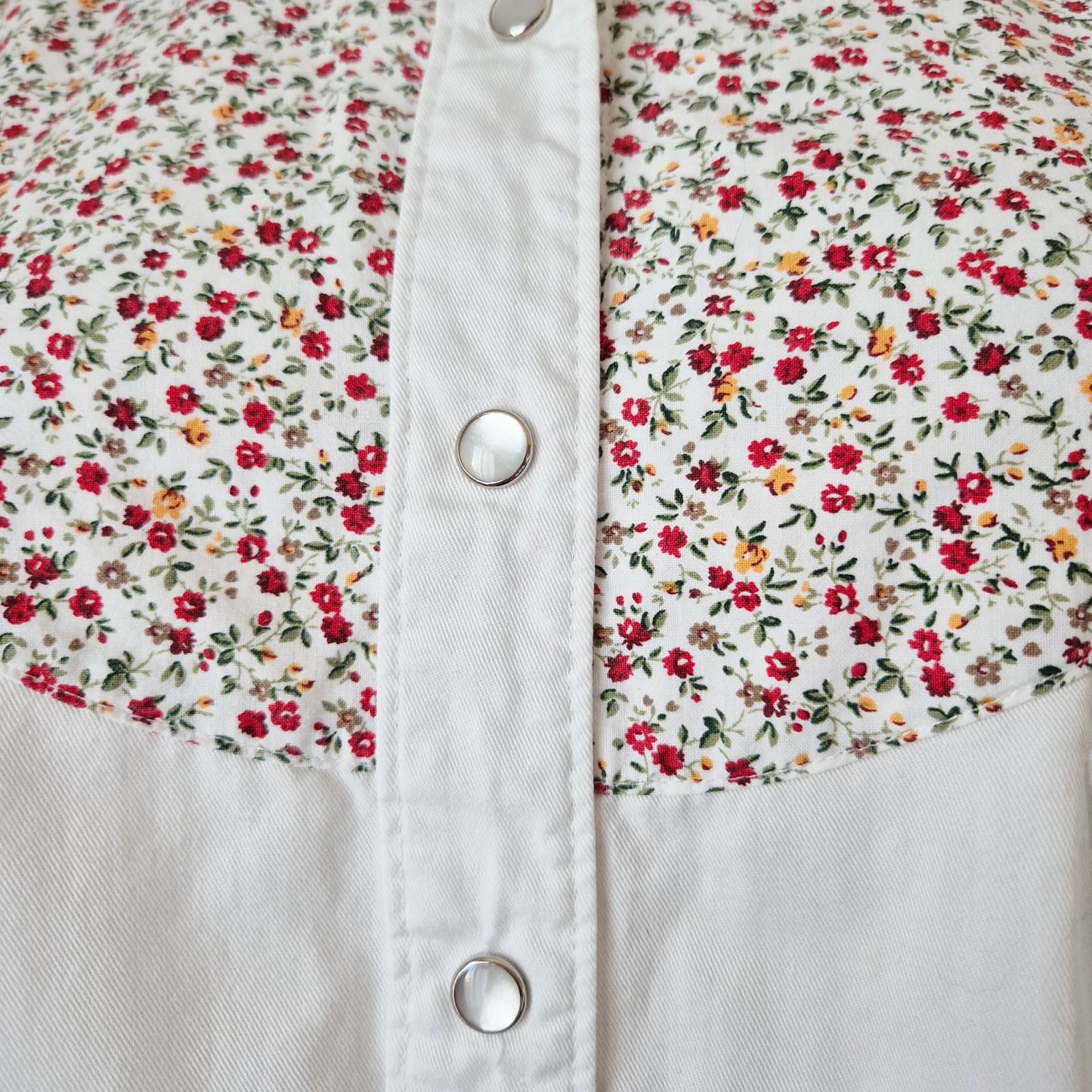 Vintage Banana Republic USA Floral Western Shirt Snap Long Sleeve Cotton Women M - Thumbnail 4