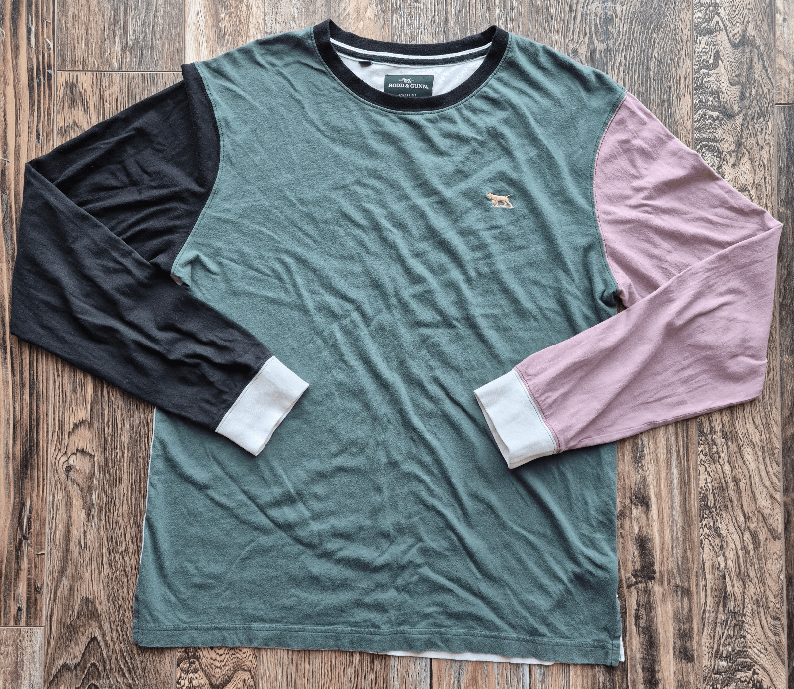 Rodd & Gunn Sport Fit Wnwn T-Shirt Crewneck Long Sleeve Colorblock Cotton Mens M - Thumbnail 5