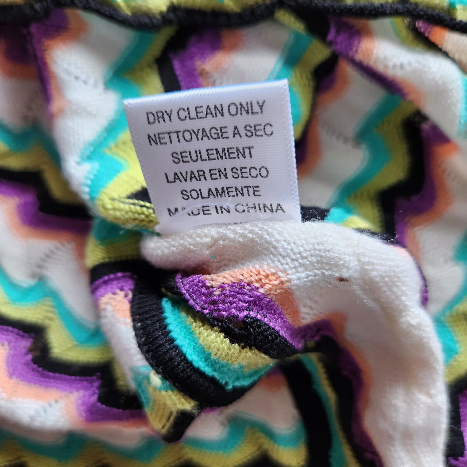 MISSONI FOULARD Chevron Stripe Knit Sheath Dress Tie-Waist Belt Multicolor Sz.6 - Thumbnail 8
