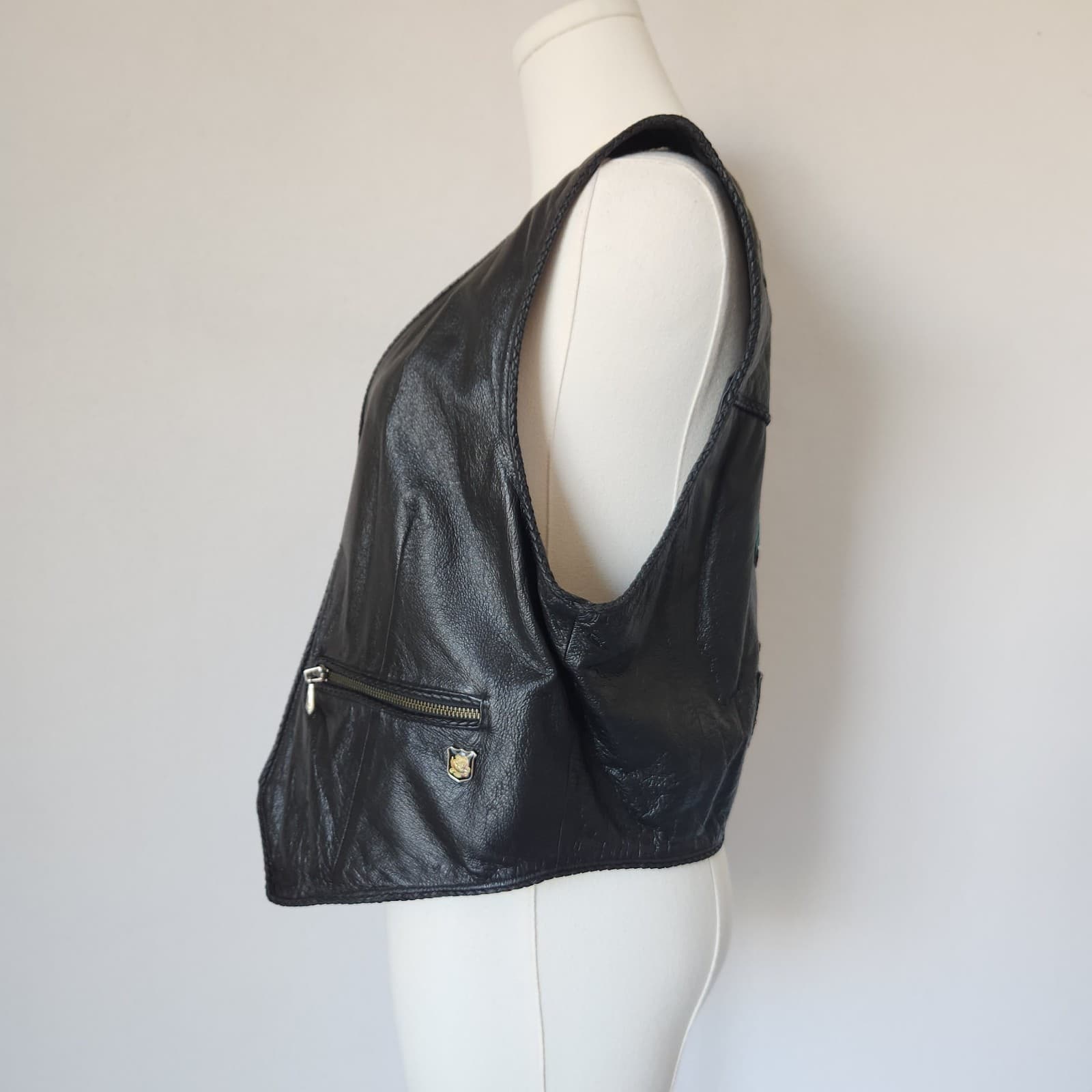 Harley Davidson Leather Logo Embroidered Motorcycle Vast Pocket Black Women's L - Thumbnail 8
