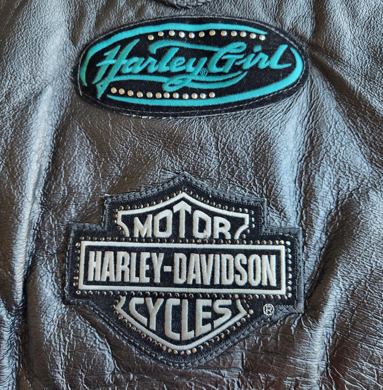 Harley Davidson Leather Logo Embroidered Motorcycle Vast Pocket Black Women's L - Thumbnail 14