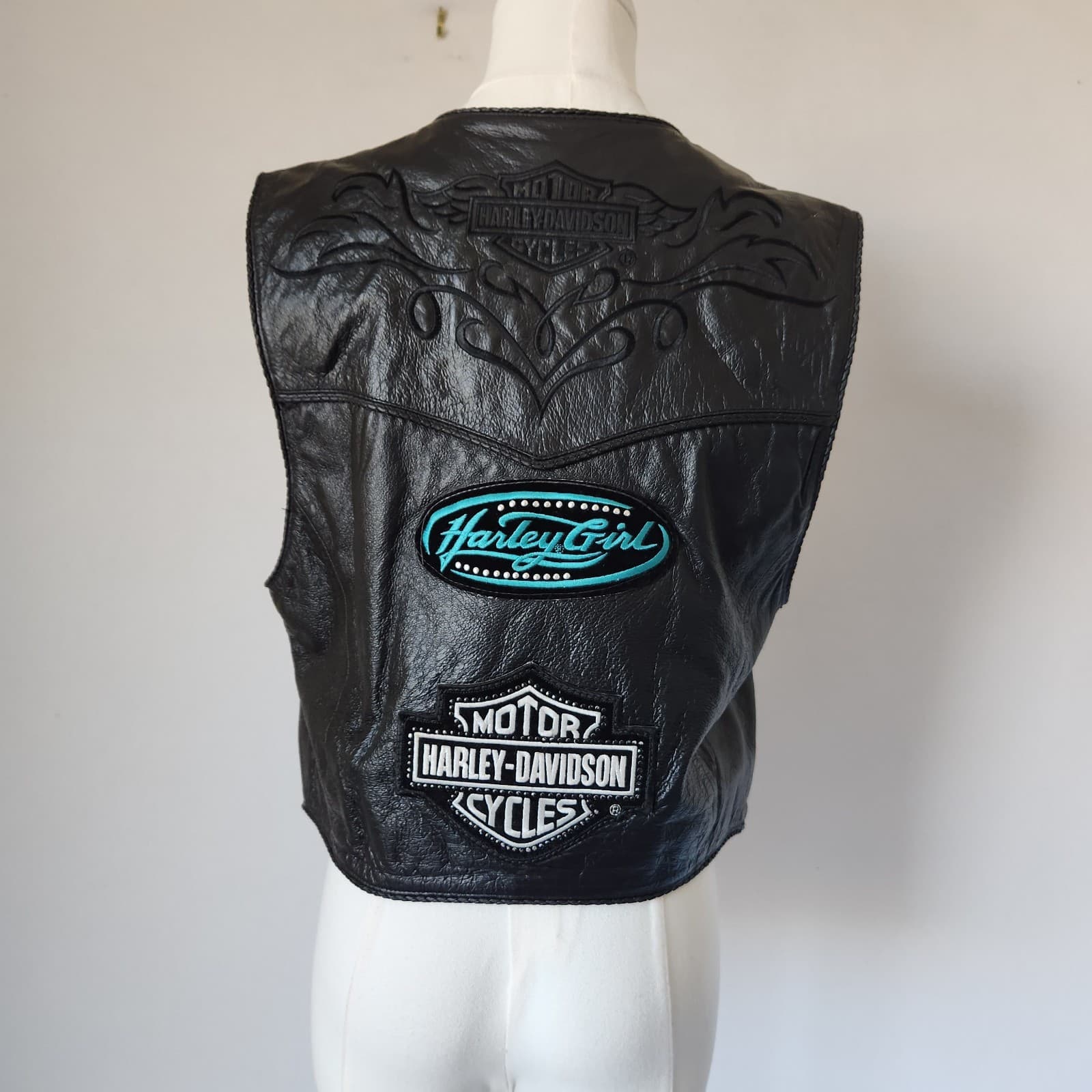 Harley Davidson Leather Logo Embroidered Motorcycle Vast Pocket Black Women's L - Thumbnail 9