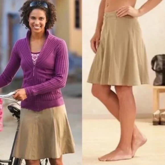 EUC Athleta Whatever Skort Zip Pocket Stretch Khaki Women's 6 - Thumbnail 5