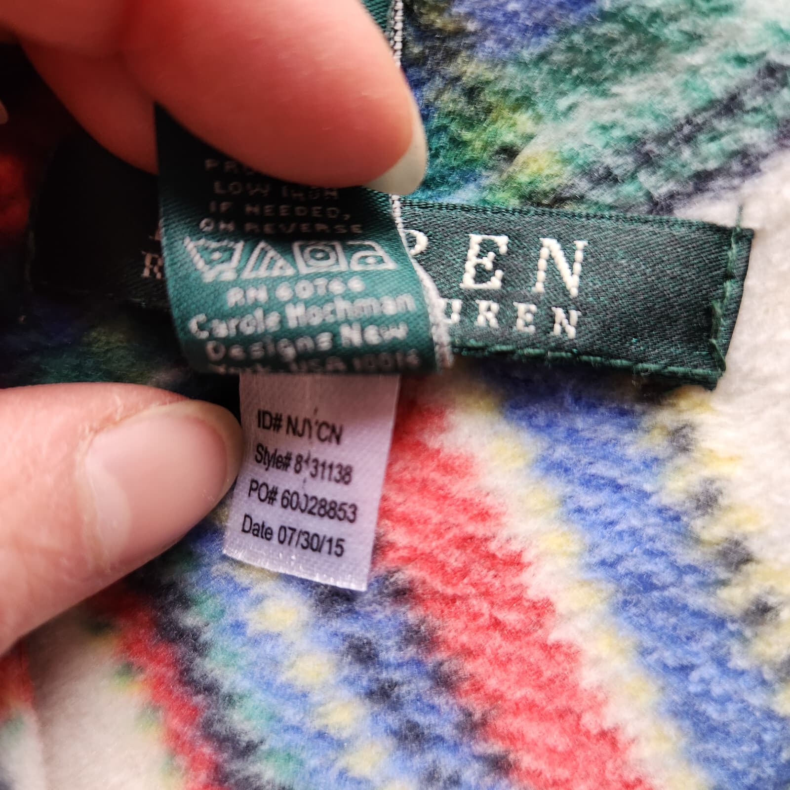 Lauren Ralph Lauren Embroidered Logo Plaid Fleece Nightgown Pocket Women's M - Thumbnail 10