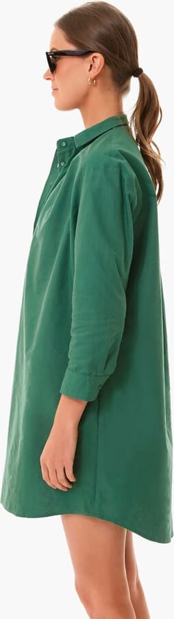 Tuckernuck Pomander Place Green Polly Shirt Dress Pocket Long Sleeve Cotton Sz.L - Thumbnail 6