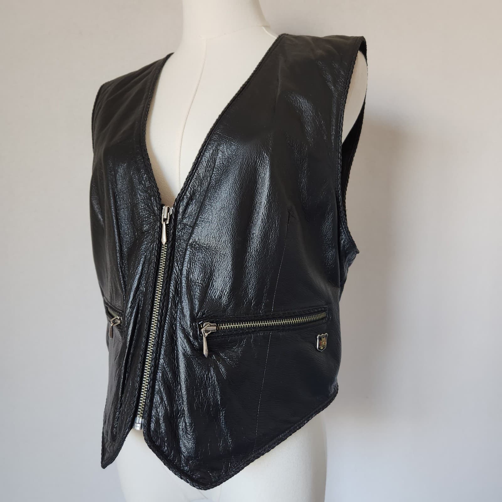 Harley Davidson Leather Logo Embroidered Motorcycle Vast Pocket Black Women's L - Thumbnail 6