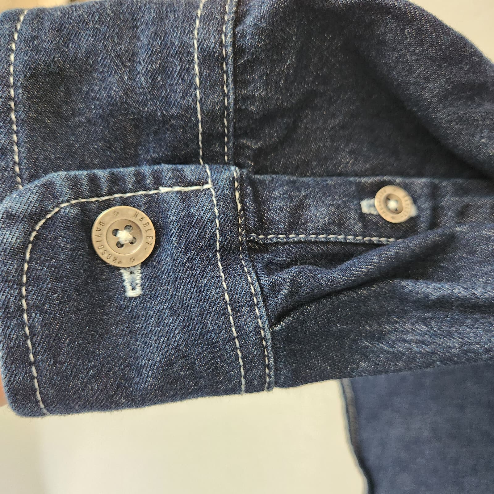 NWoT Harley-Davidson Blue Denim Metal Button Shirt Slim Fit Long Sleeve Men's M - Thumbnail 5