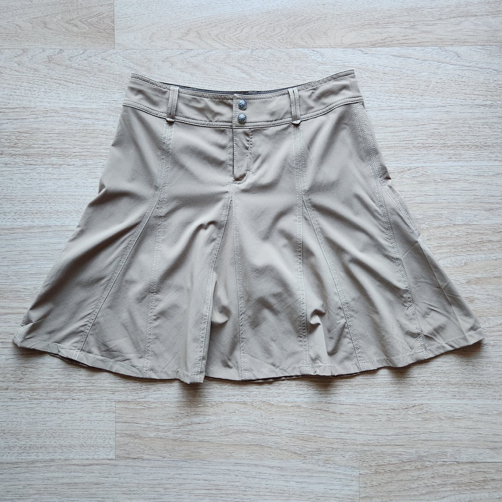 EUC Athleta Whatever Skort Zip Pocket Stretch Khaki Women's 6 - Thumbnail 2