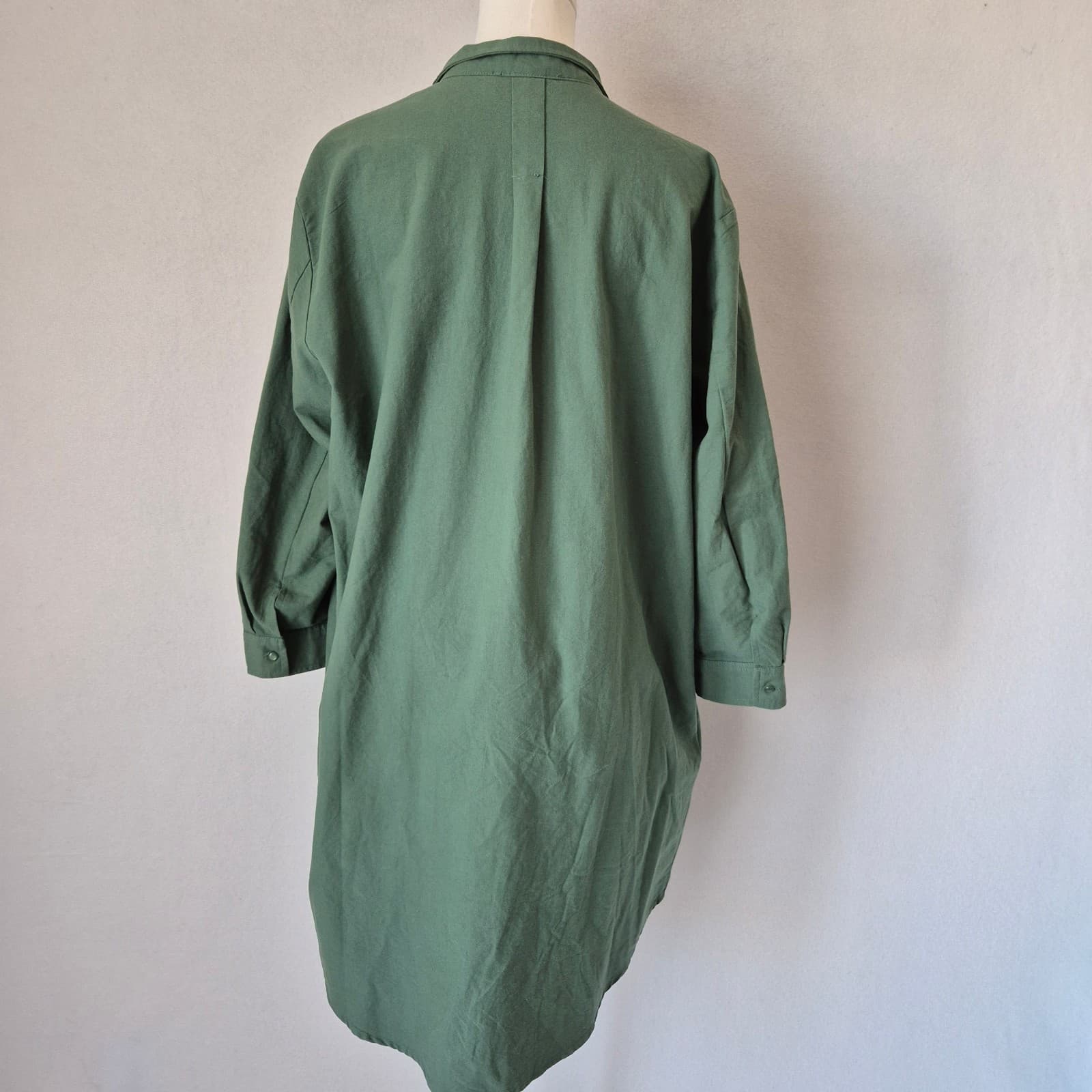 Tuckernuck Pomander Place Green Polly Shirt Dress Pocket Long Sleeve Cotton Sz.L - Thumbnail 11