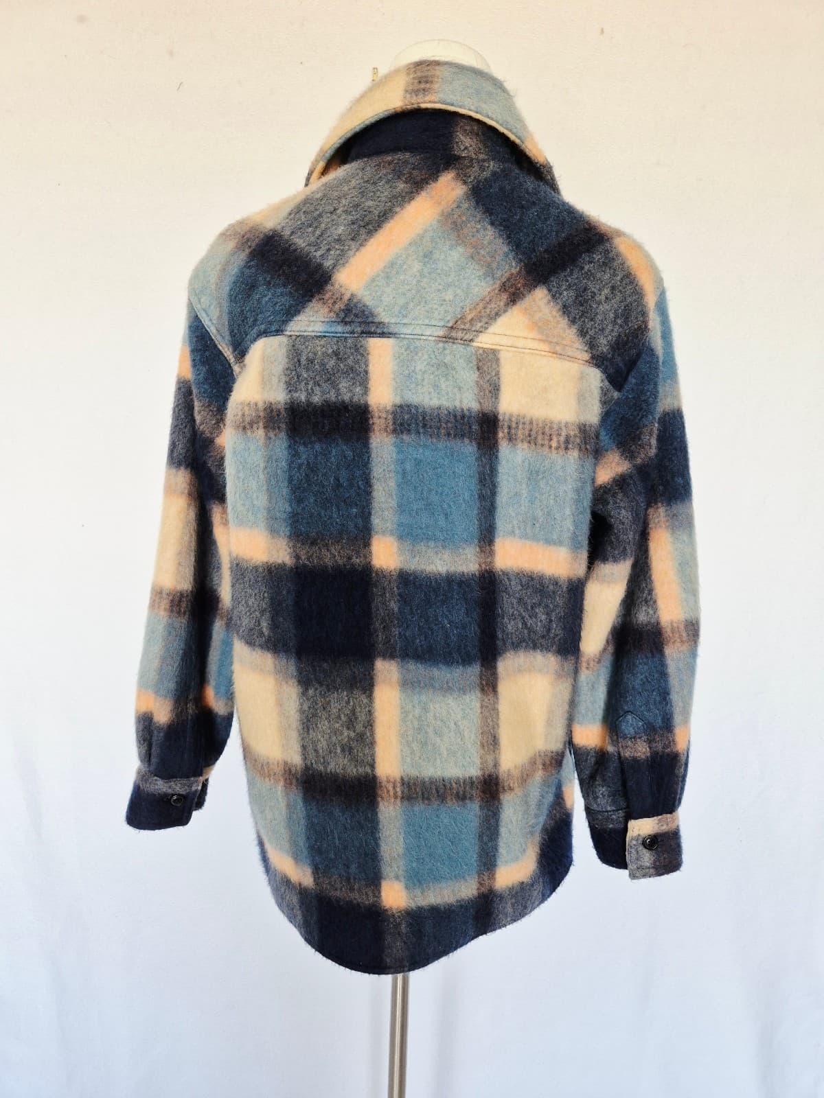 Faherty Cotswold Wool Blend Audry Plaid Fleece Shacket Shirt Jacket Oversize XS - Thumbnail 8