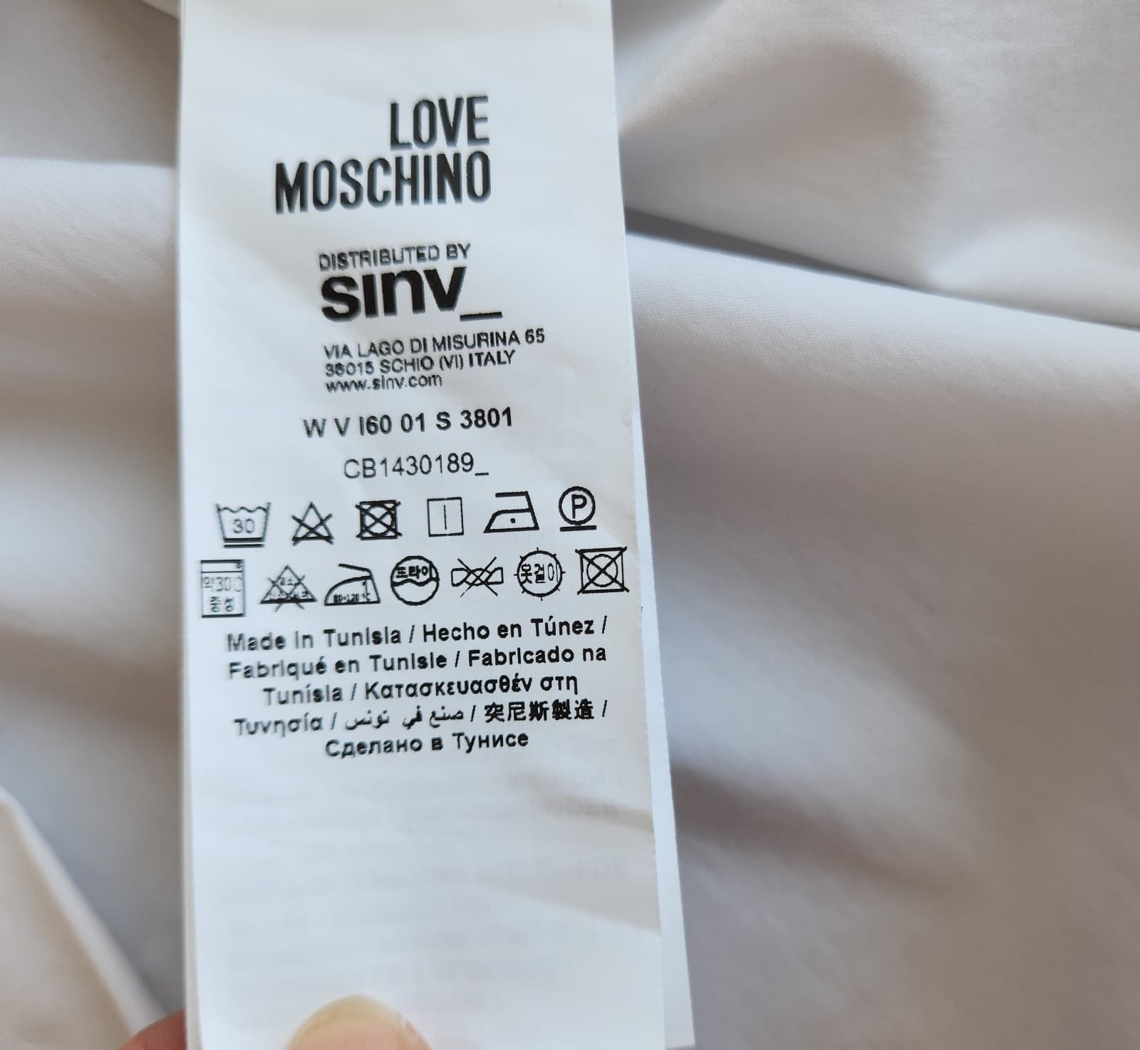 NWT LOVE MOSCHINO Belted Shirt Dress Snap Long Sleeve Stretch Cotton White US2 - Thumbnail 11