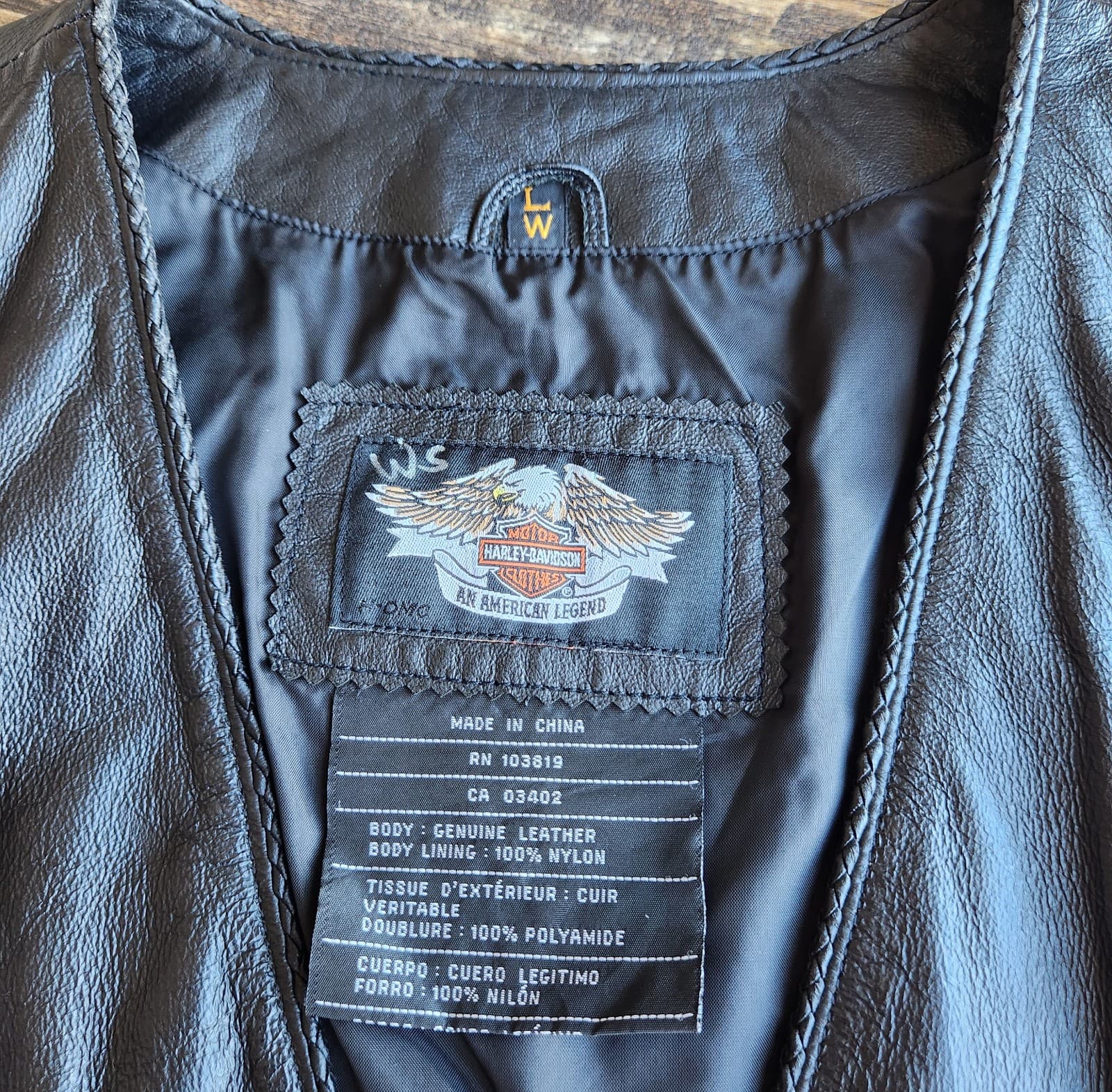Harley Davidson Leather Logo Embroidered Motorcycle Vast Pocket Black Women's L - Thumbnail 11
