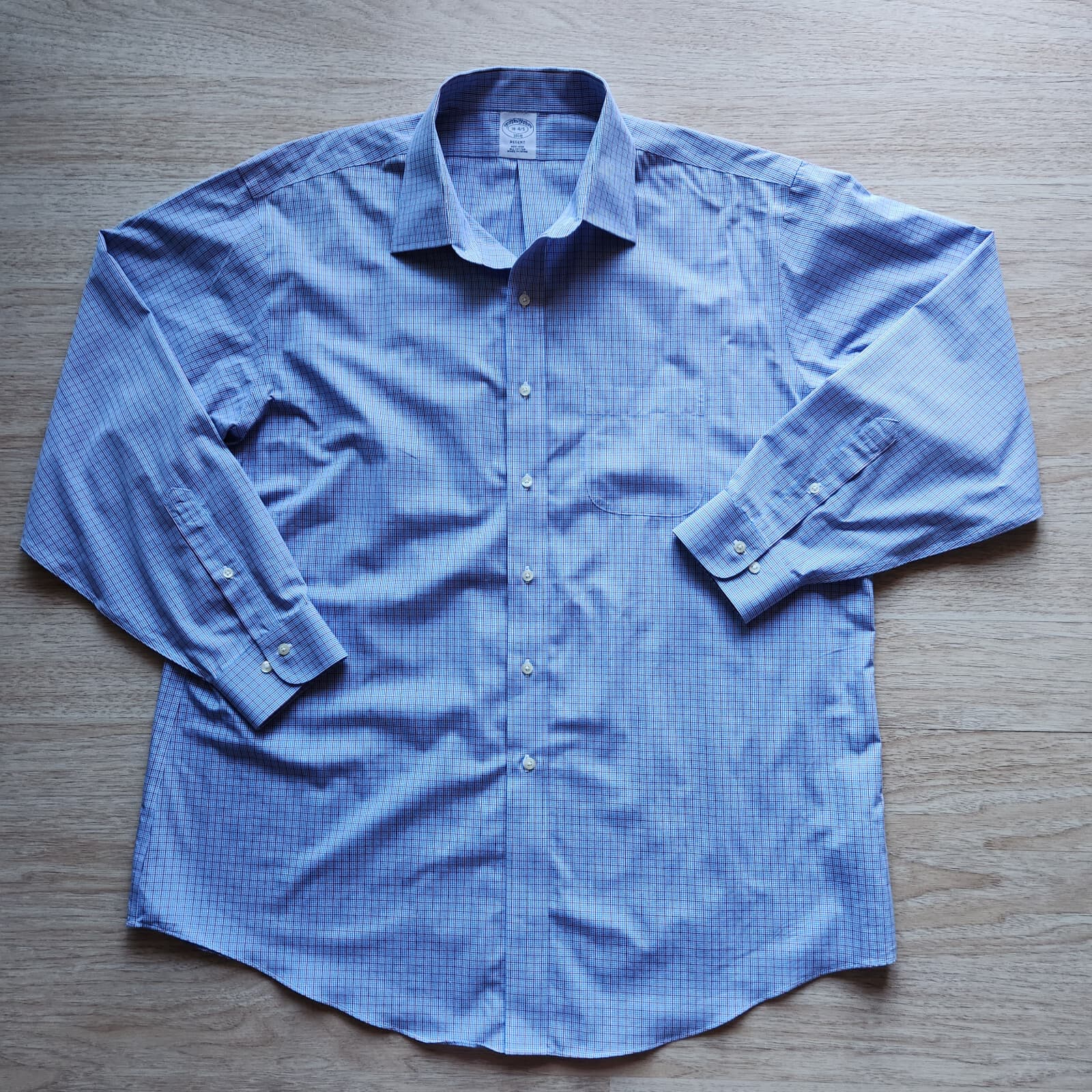 Brooks Brothers 1818 Regent Non Iron Dress Shirt Cotton Multi Graph Mens 18-4/5 - Thumbnail 2