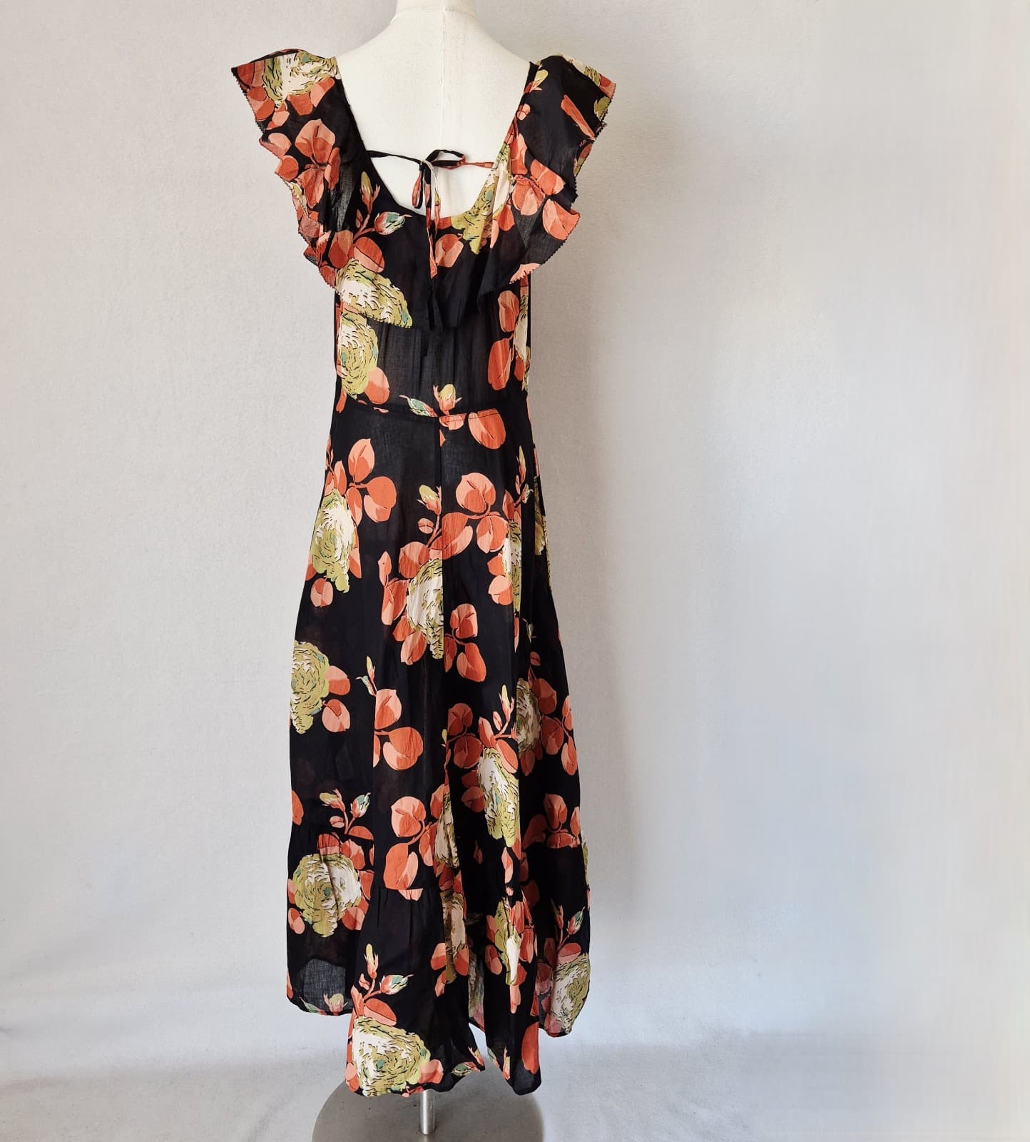 NWoT The GREAT. Geranium Midi Dress Romantic Ruffle V-Neck Cabbage Rose Sz.1 (S) - Thumbnail 8