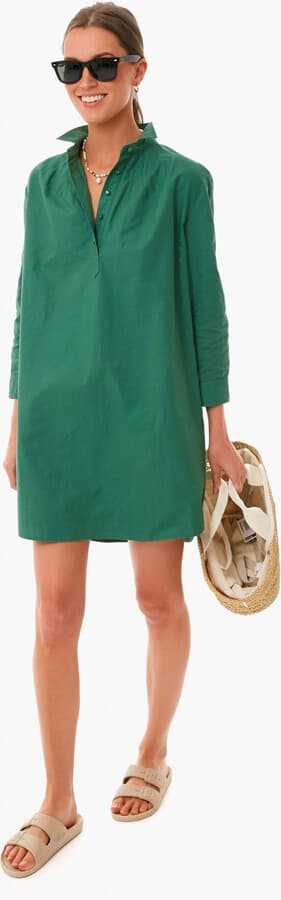 Tuckernuck Pomander Place Green Polly Shirt Dress Pocket Long Sleeve Cotton Sz.L - Thumbnail 5