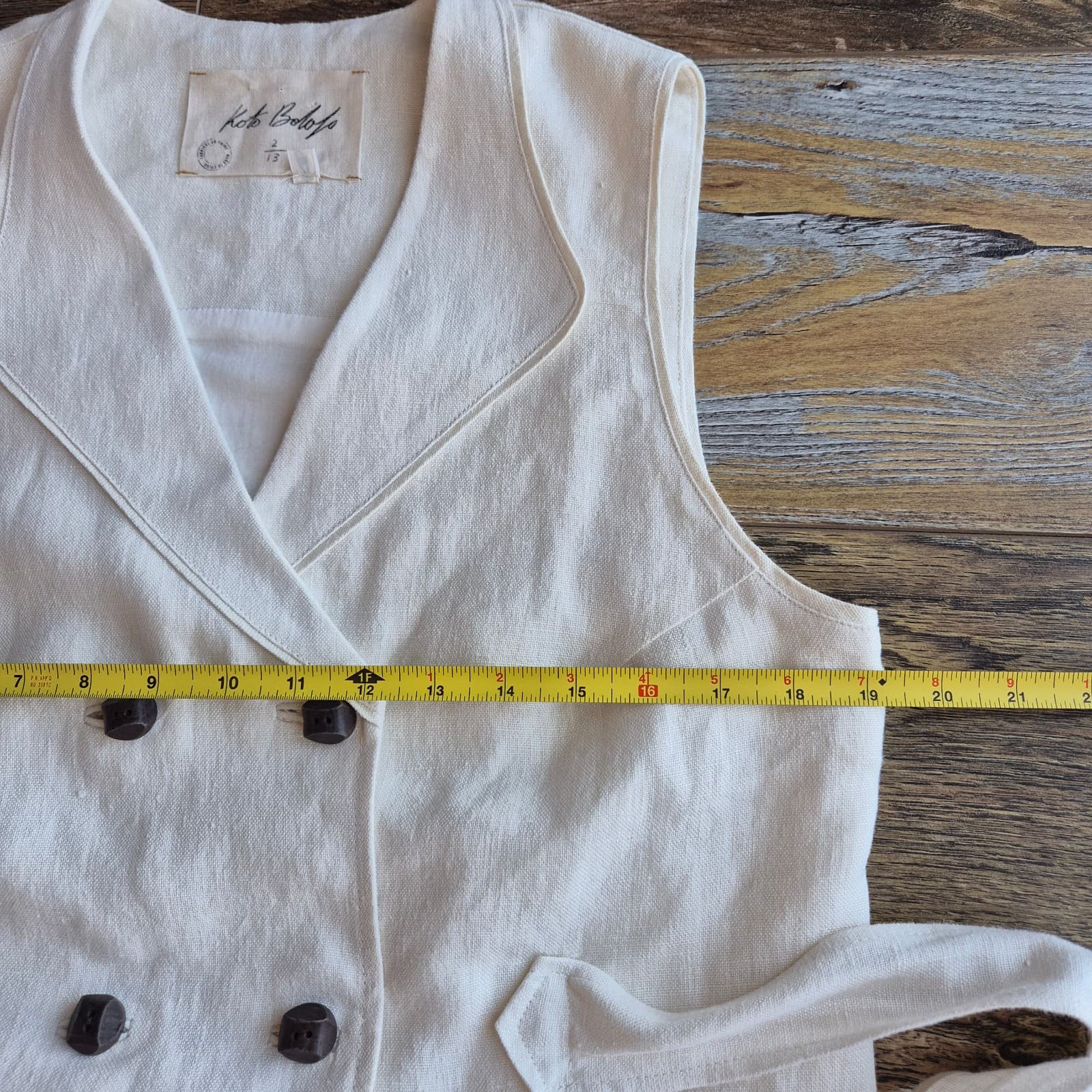 Koto Bolofo Anthropologie Linen Wrap Shirt Dress Sleeveless Pocket Ivory Sz.10 - Thumbnail 13