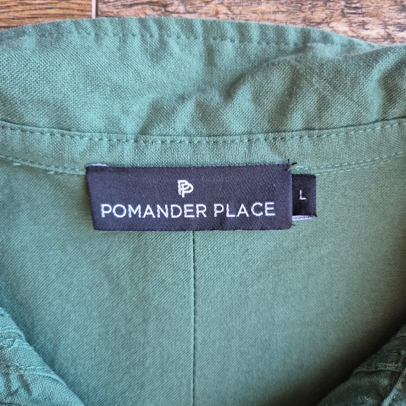 Tuckernuck Pomander Place Green Polly Shirt Dress Pocket Long Sleeve Cotton Sz.L - Thumbnail 15