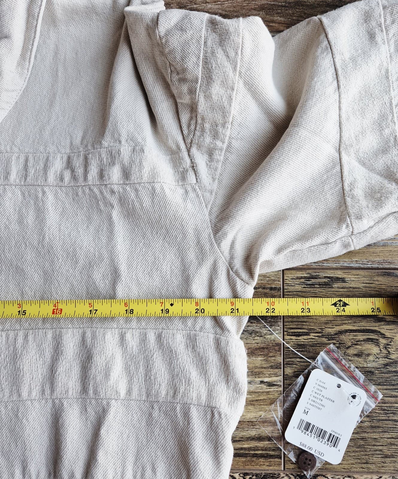NWT Free People Free-Est Checkin' In Mini Dress Long Sleeve Cotton Neutral Sz.M - Thumbnail 15