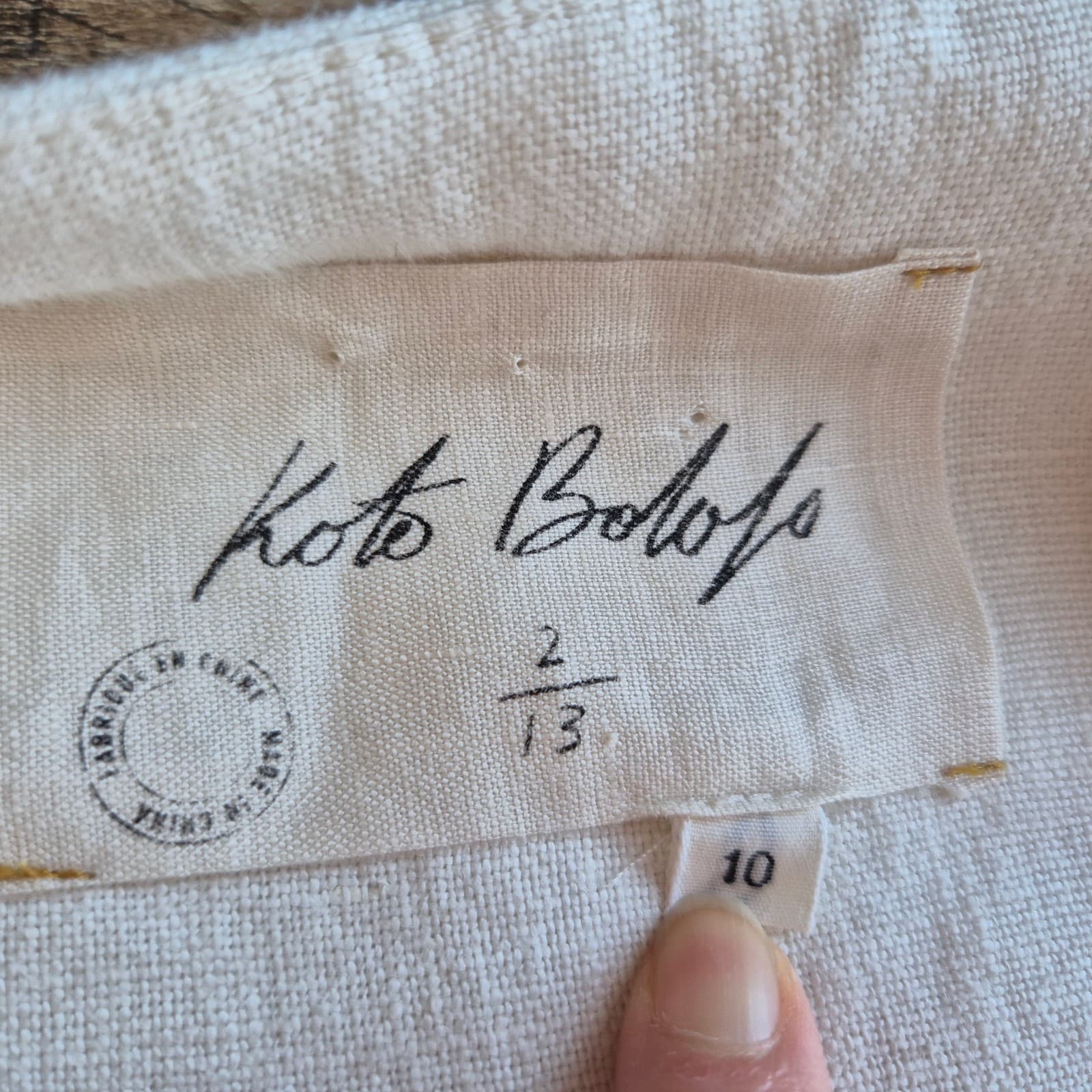 Koto Bolofo Anthropologie Linen Wrap Shirt Dress Sleeveless Pocket Ivory Sz.10 - Thumbnail 9