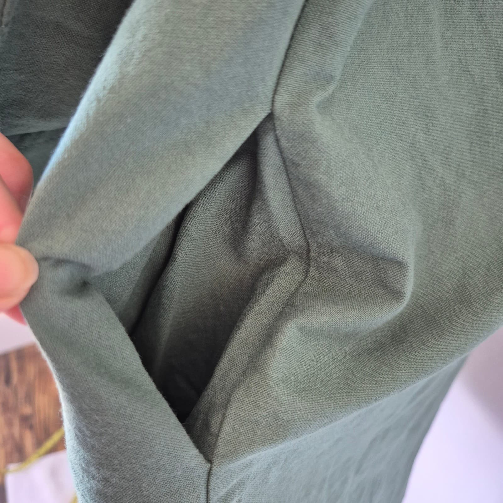 Tuckernuck Pomander Place Green Polly Shirt Dress Pocket Long Sleeve Cotton Sz.L - Thumbnail 10