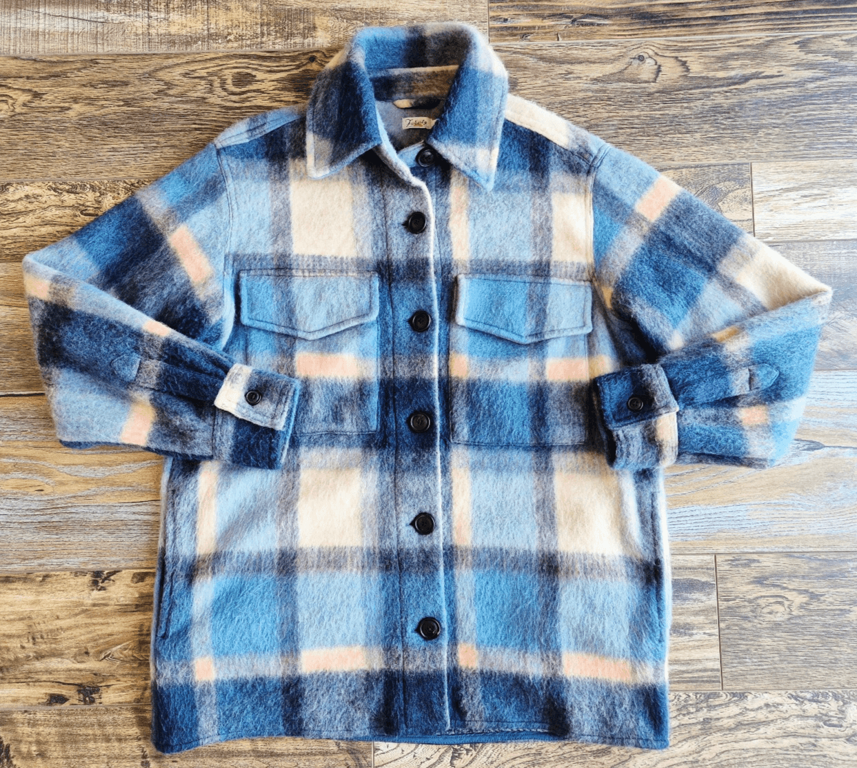 Faherty Cotswold Wool Blend Audry Plaid Fleece Shacket Shirt Jacket Oversize XS - Thumbnail 4