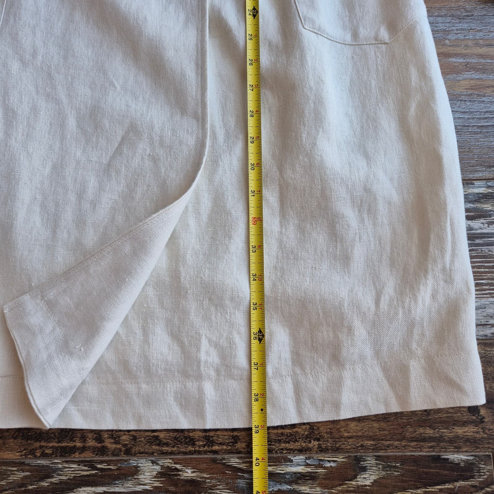 Koto Bolofo Anthropologie Linen Wrap Shirt Dress Sleeveless Pocket Ivory Sz.10 - Thumbnail 14