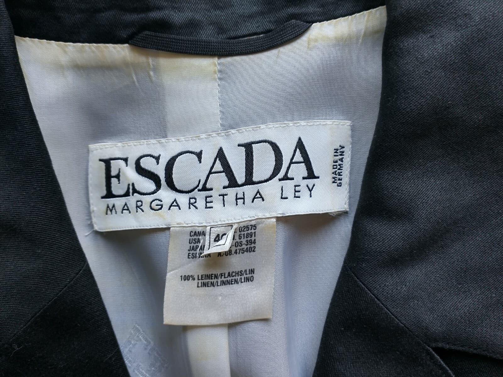 VTG ESCADA MARGARETHA LEY 100%Linen Top Blouse Short Sleeve Gold Button Black 40 - Thumbnail 8