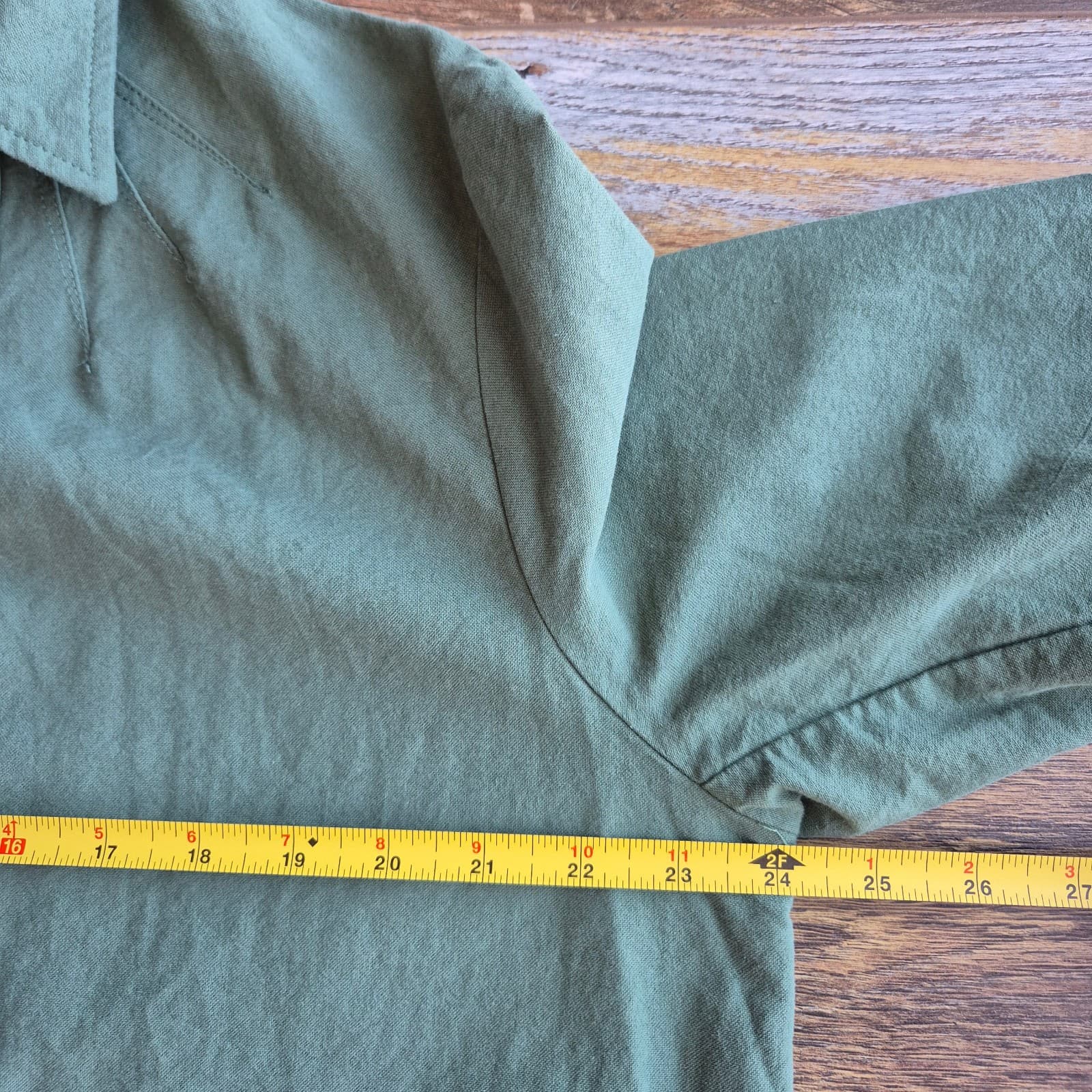 Tuckernuck Pomander Place Green Polly Shirt Dress Pocket Long Sleeve Cotton Sz.L - Thumbnail 19