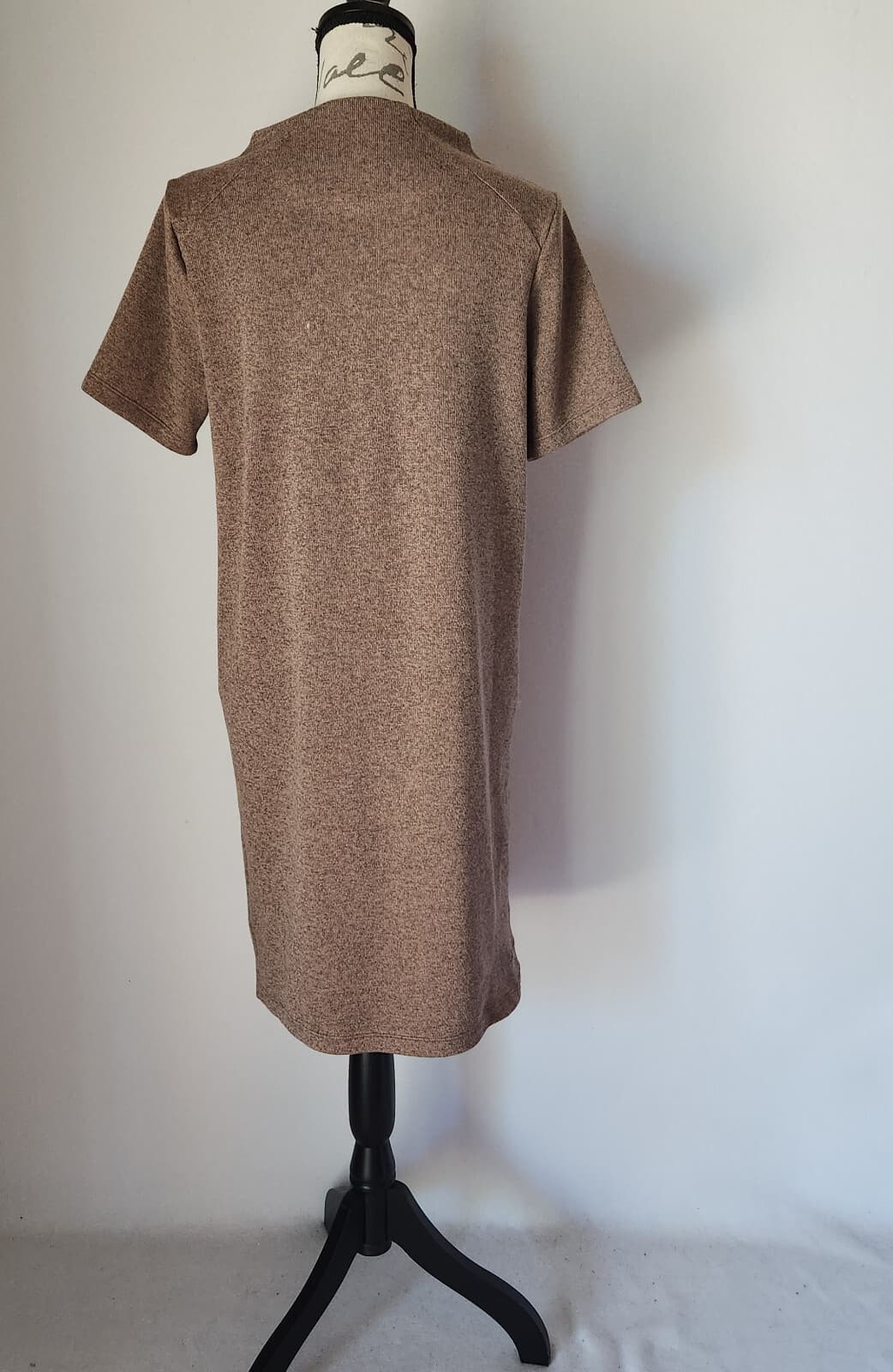 Arc'teryx Laina Mini Shift Dress Pullover Short Sleeve Mock Neck Knit Brown Sz.S - Thumbnail 7