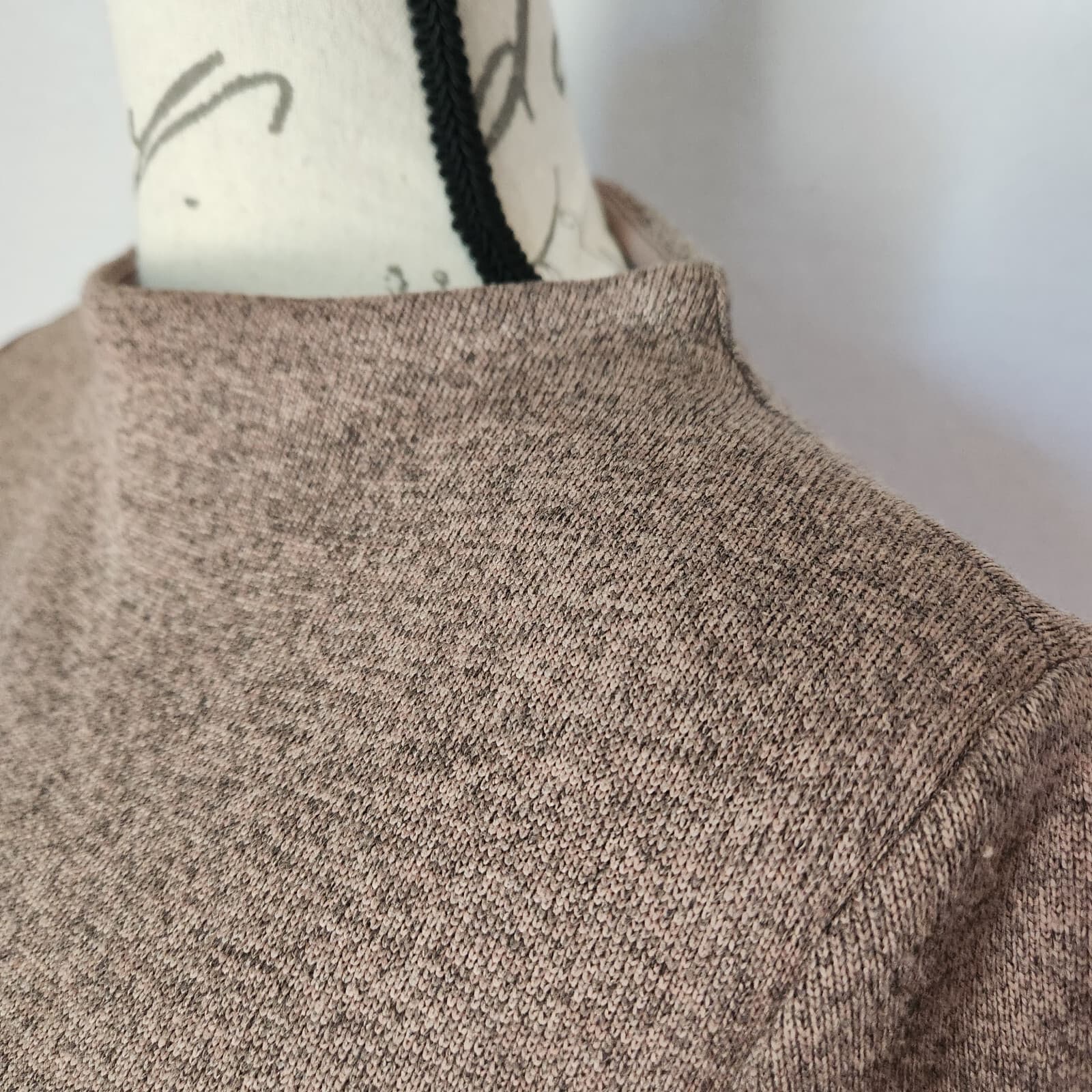 Arc'teryx Laina Mini Shift Dress Pullover Short Sleeve Mock Neck Knit Brown Sz.S - Thumbnail 5