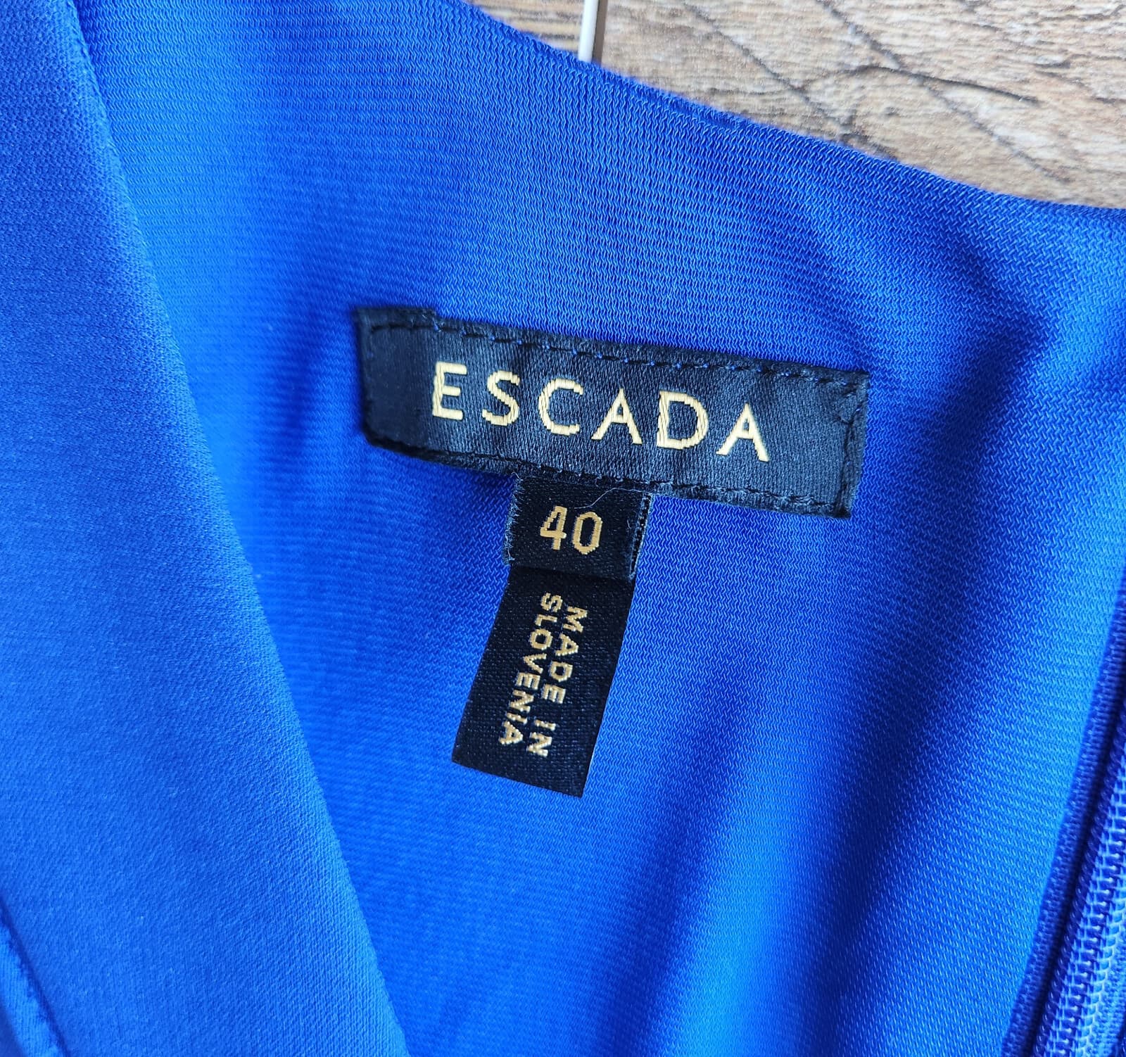 ESCADA Danette Piped Scuba Career Work Sheath Dress Cap Sleeve Cobalt Blue Sz.40 - Thumbnail 11
