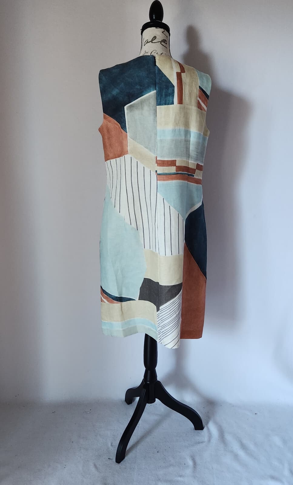 NWT Lafayette 148 NY Taren Linen Shift Dress Sleeveless Pacific Multi Sz.10 $598 - Thumbnail 8