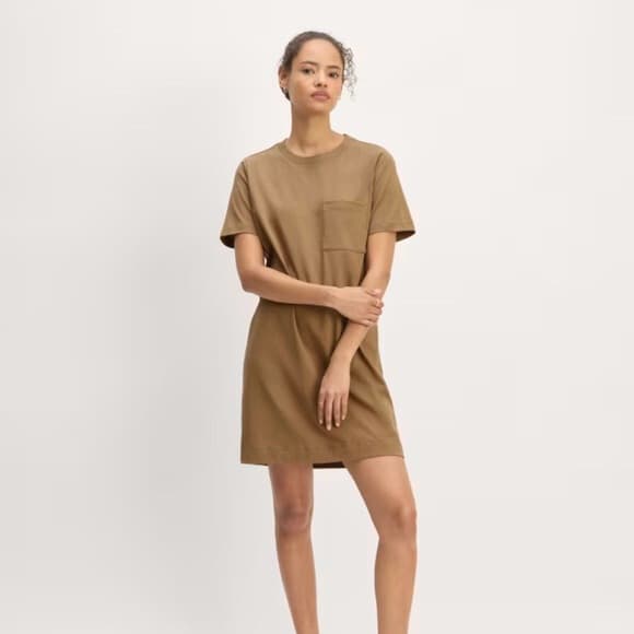 Everlane The Organic Cotton Weekend Tee Dress Pocket Short Sleeve Green Womens S - Thumbnail 2