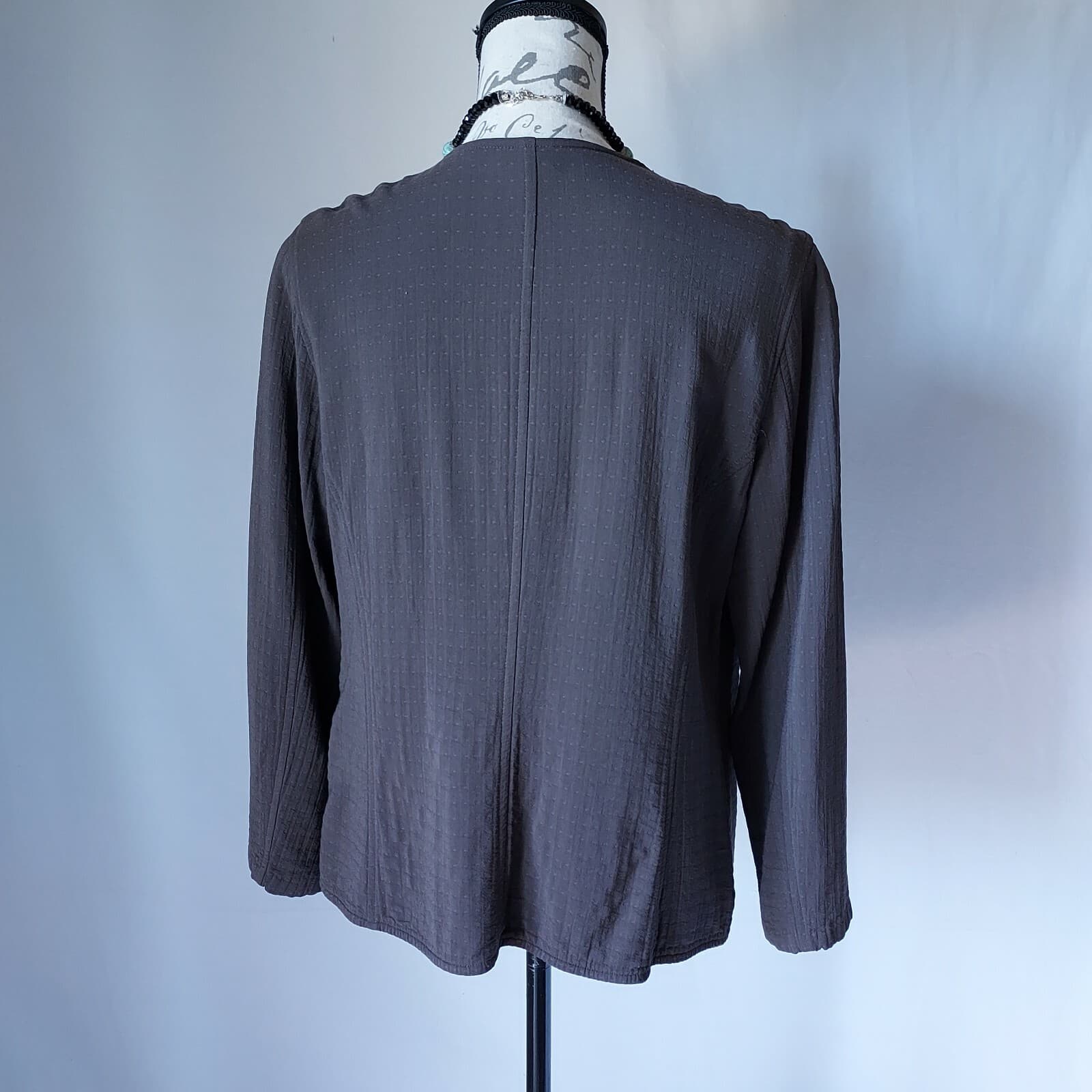 EILEEN FISHER Open Front Jacket Italian Viscose Cotton Blend Pocket Brown Sz.S - Thumbnail 5