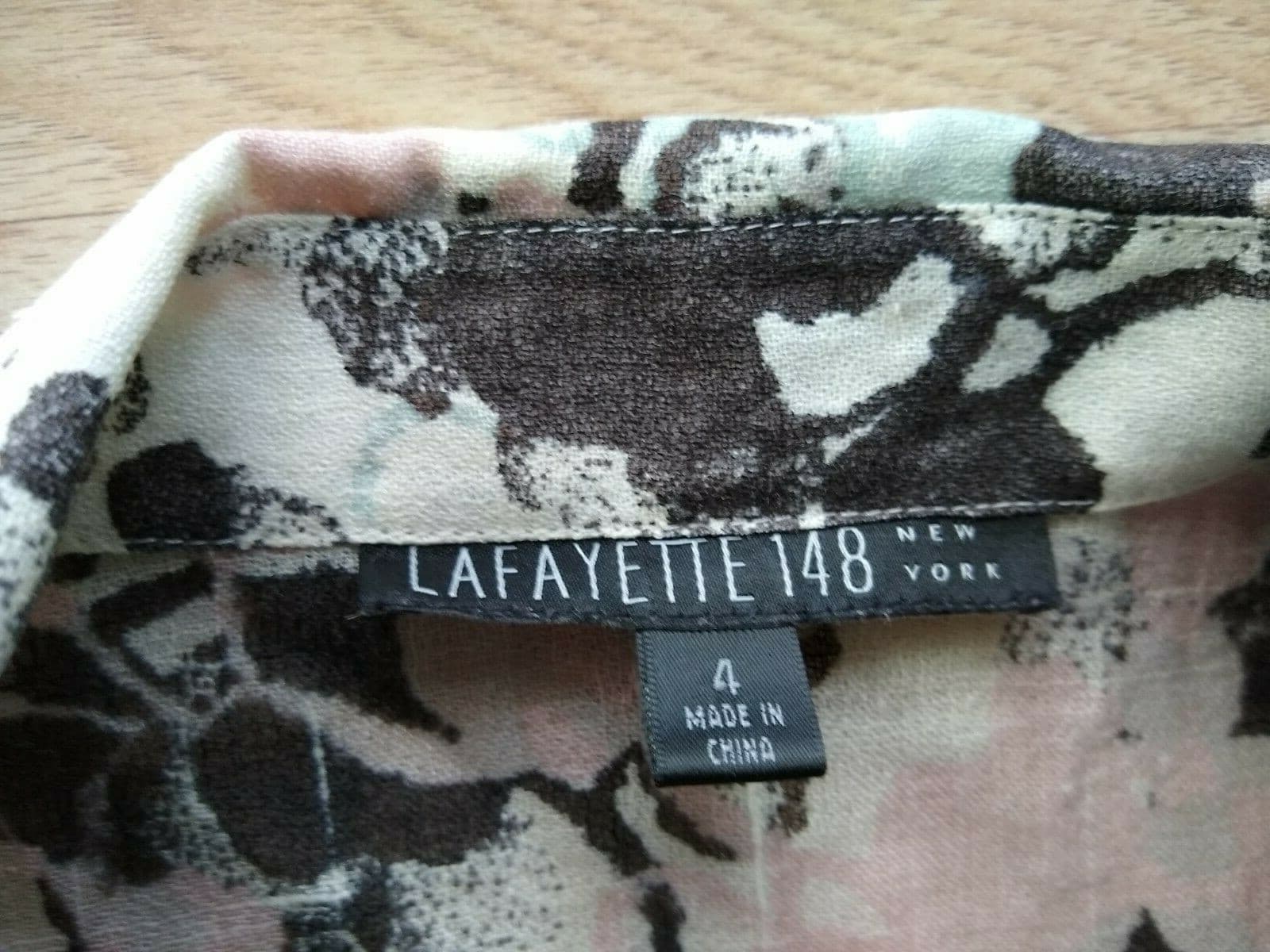 LAFAYETTE 148 NY Linen Blend Top Long Sleeve Tie-Waist Geo-Print Multicolor Sz.4 - Thumbnail 9