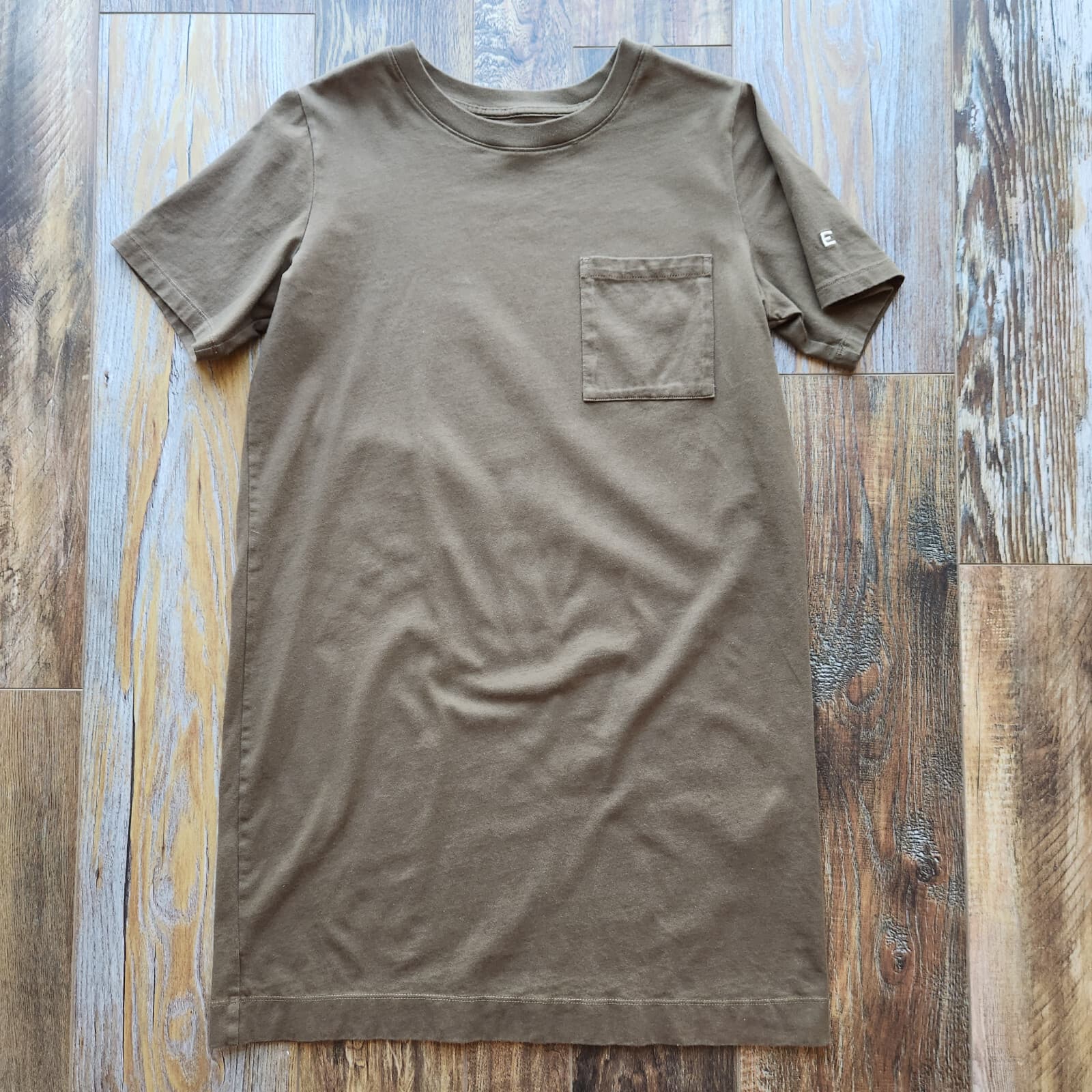 Everlane The Organic Cotton Weekend Tee Dress Pocket Short Sleeve Green Womens S - Thumbnail 5