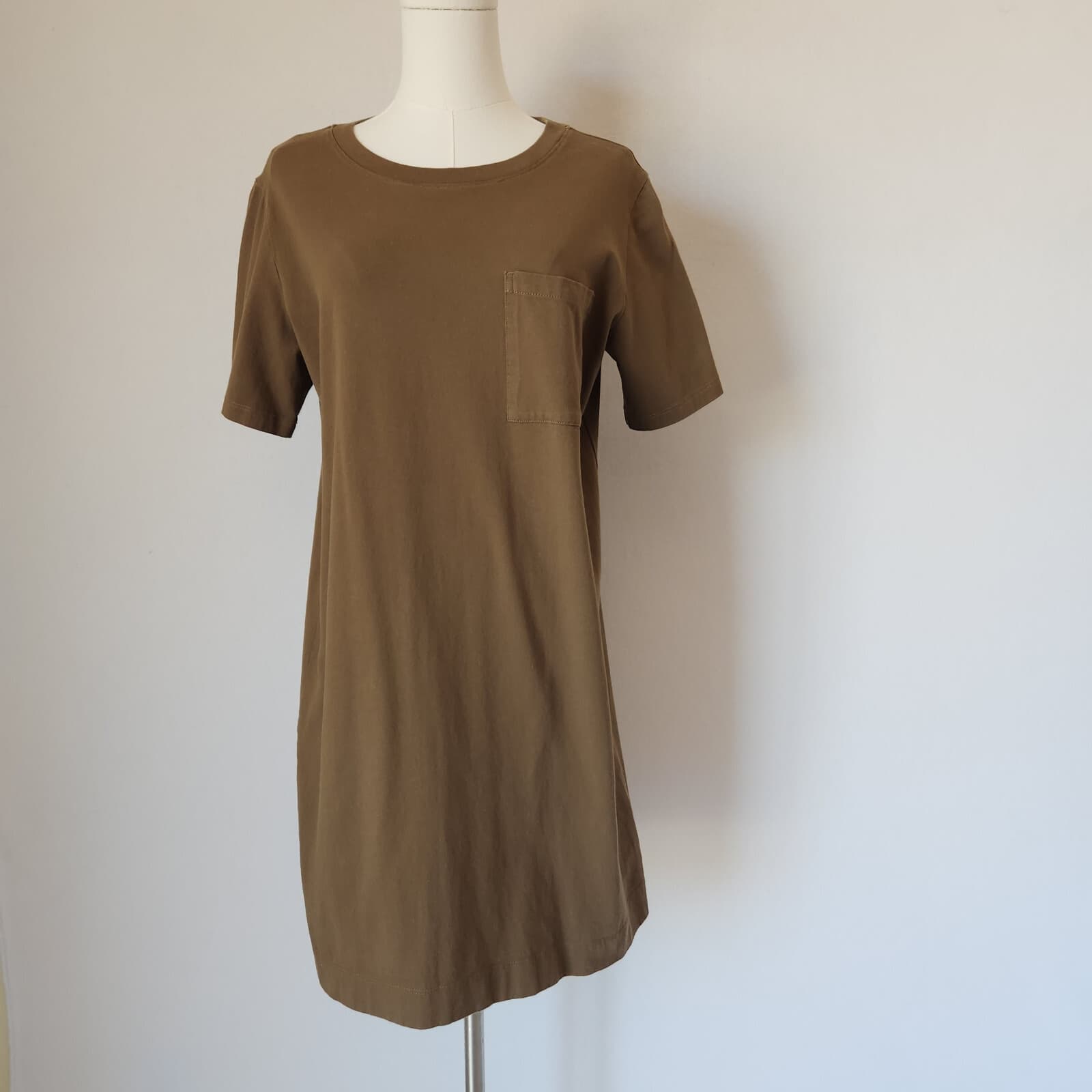 Everlane The Organic Cotton Weekend Tee Dress Pocket Short Sleeve Green Womens S - Thumbnail 3