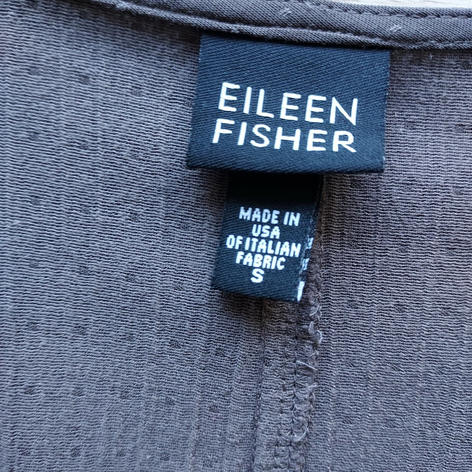 EILEEN FISHER Open Front Jacket Italian Viscose Cotton Blend Pocket Brown Sz.S - Thumbnail 7