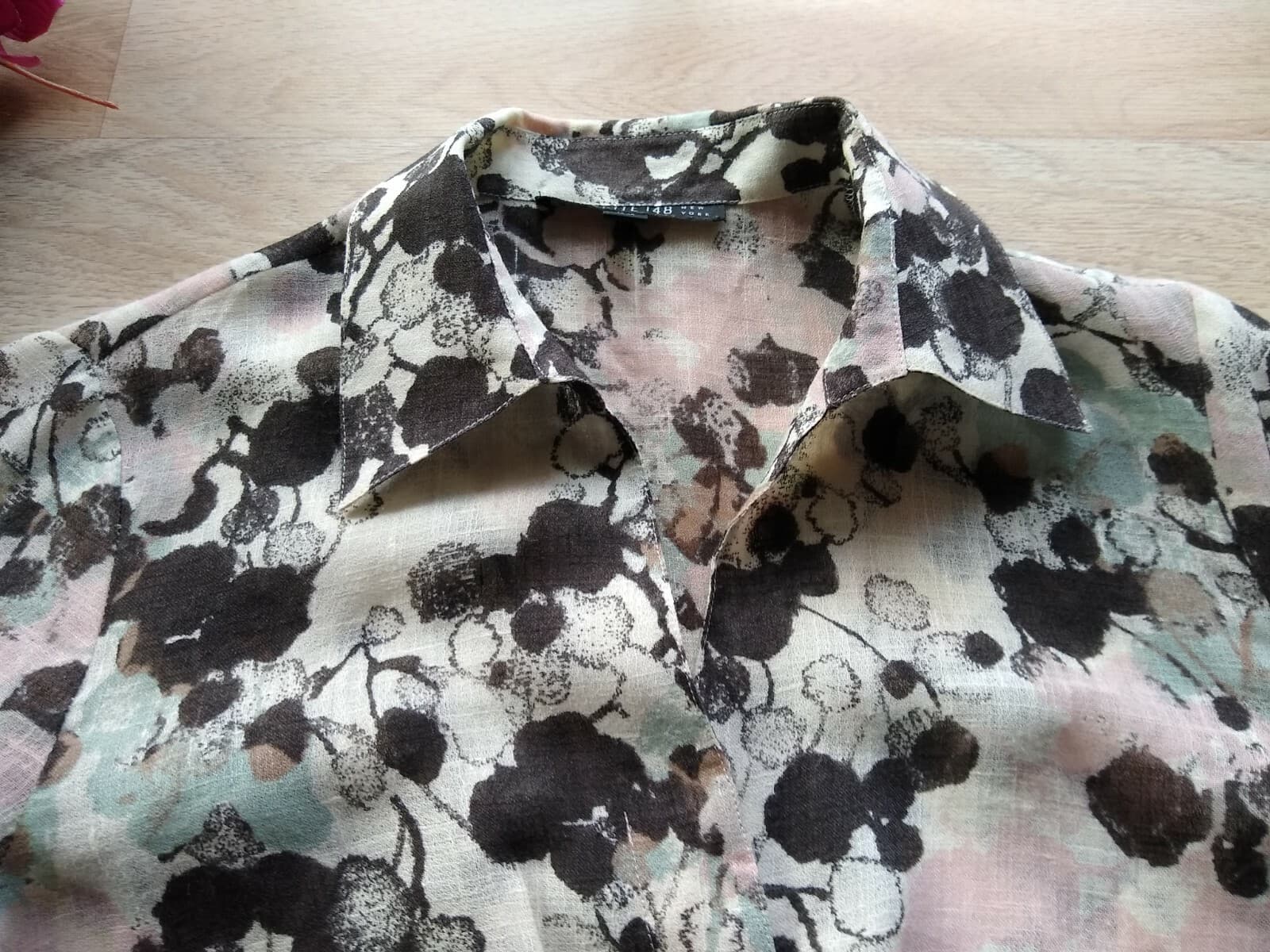 LAFAYETTE 148 NY Linen Blend Top Long Sleeve Tie-Waist Geo-Print Multicolor Sz.4 - Thumbnail 8