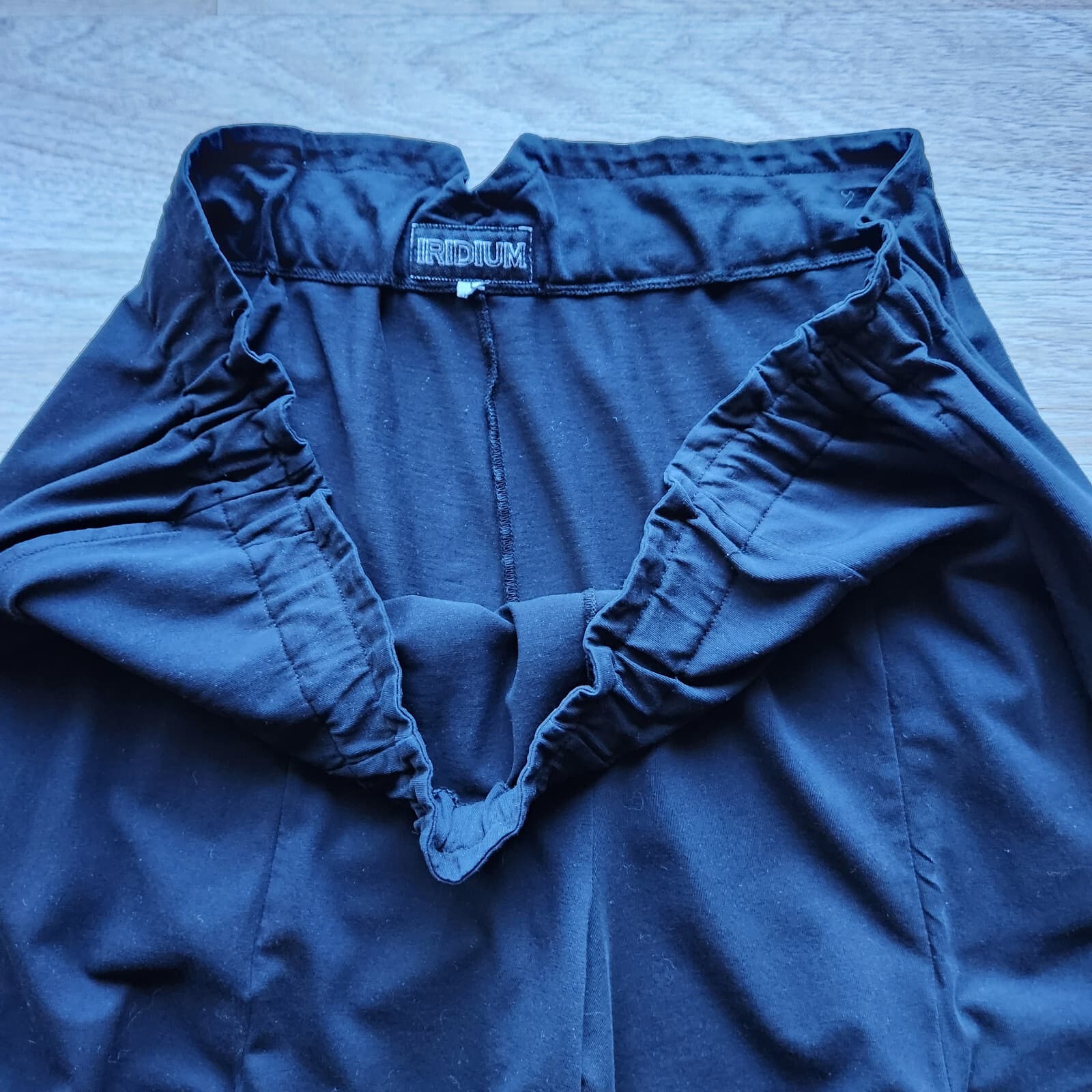 IRIDIUM Cargo Pocket Wide Leg Pull-On Cropped Pants Knit Cotton Black Women's L - Thumbnail 4